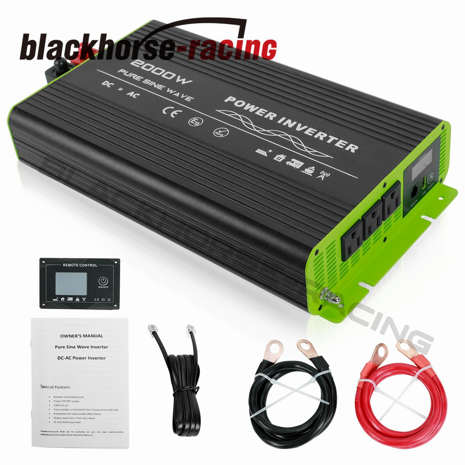 2000W Pure Sine Wave Inverter 12V DC to 110V AC Converter for Home RV Kettles