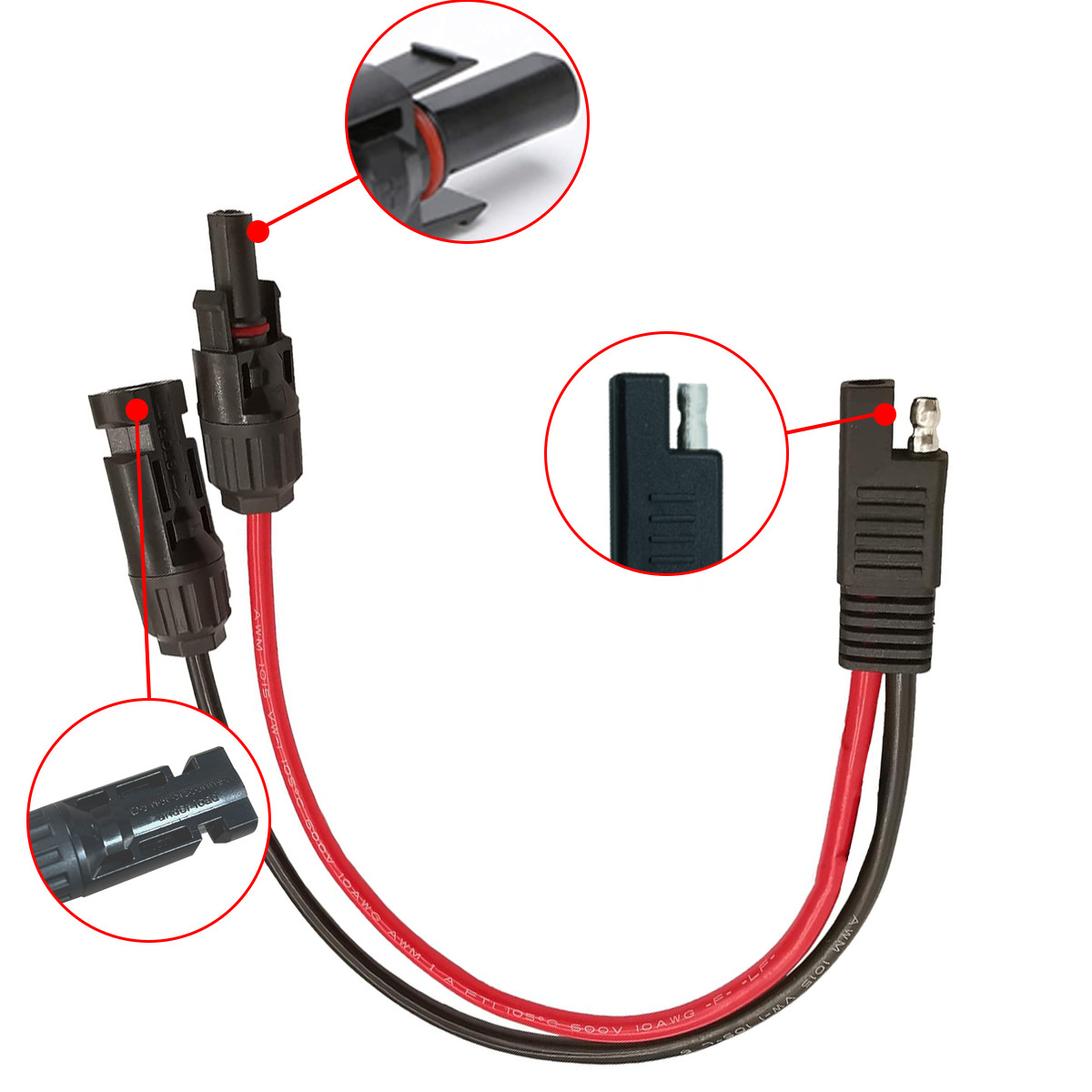 6FT 16AWG SAE to Solar Panel Adapter Cable RV Solar Connector Solar to SAE