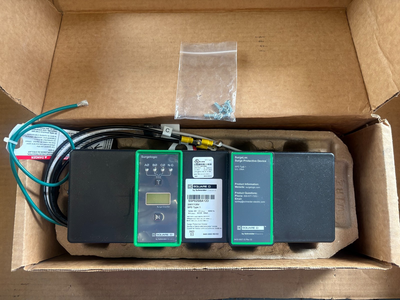 Square D SSP02SBA12D Surge Protector 208-120V 200ka Surgelogic SurgeLoc