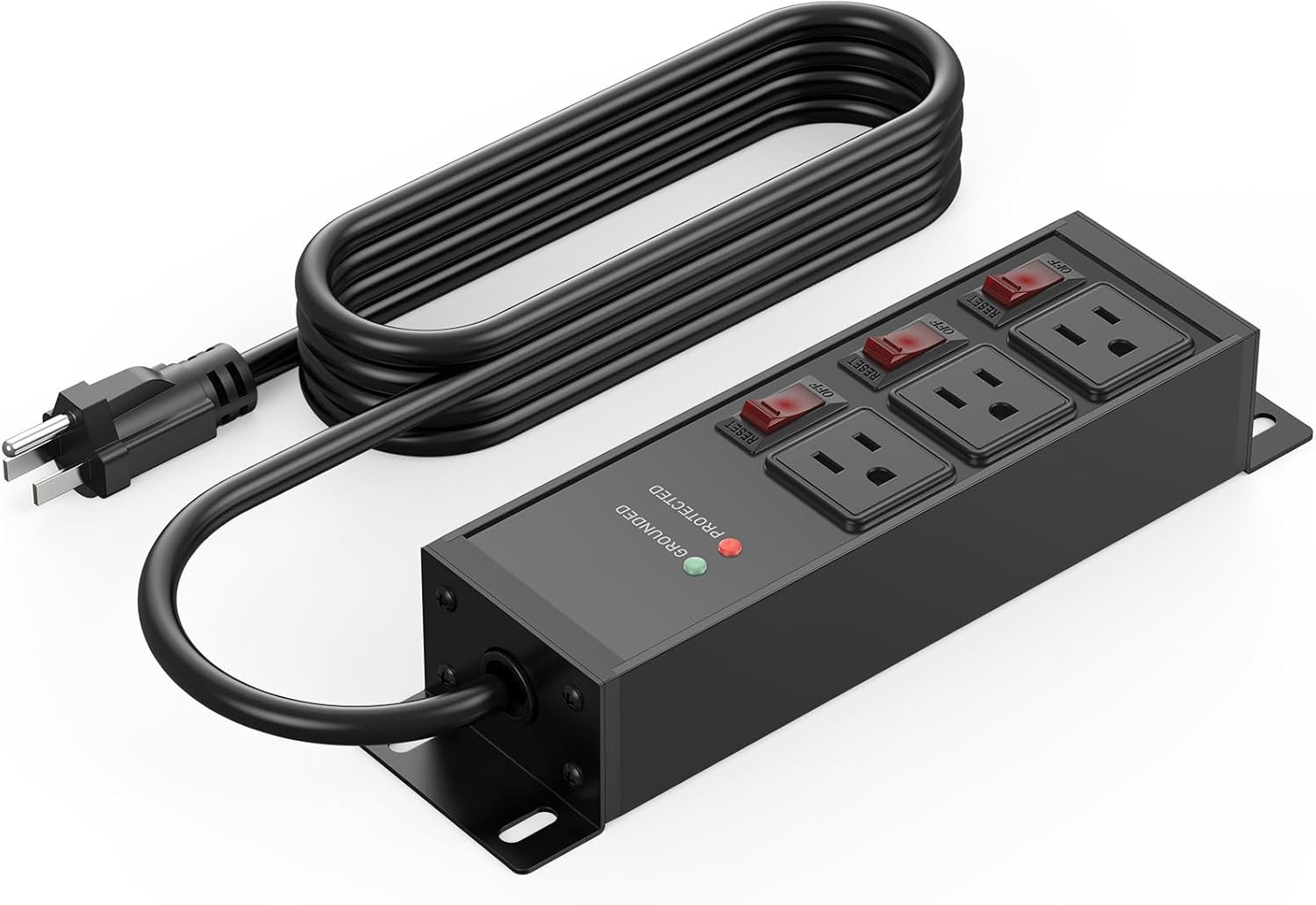 25FT Heavy Duty Surge Protector Power Strip with Individual Switches, 20 Amp