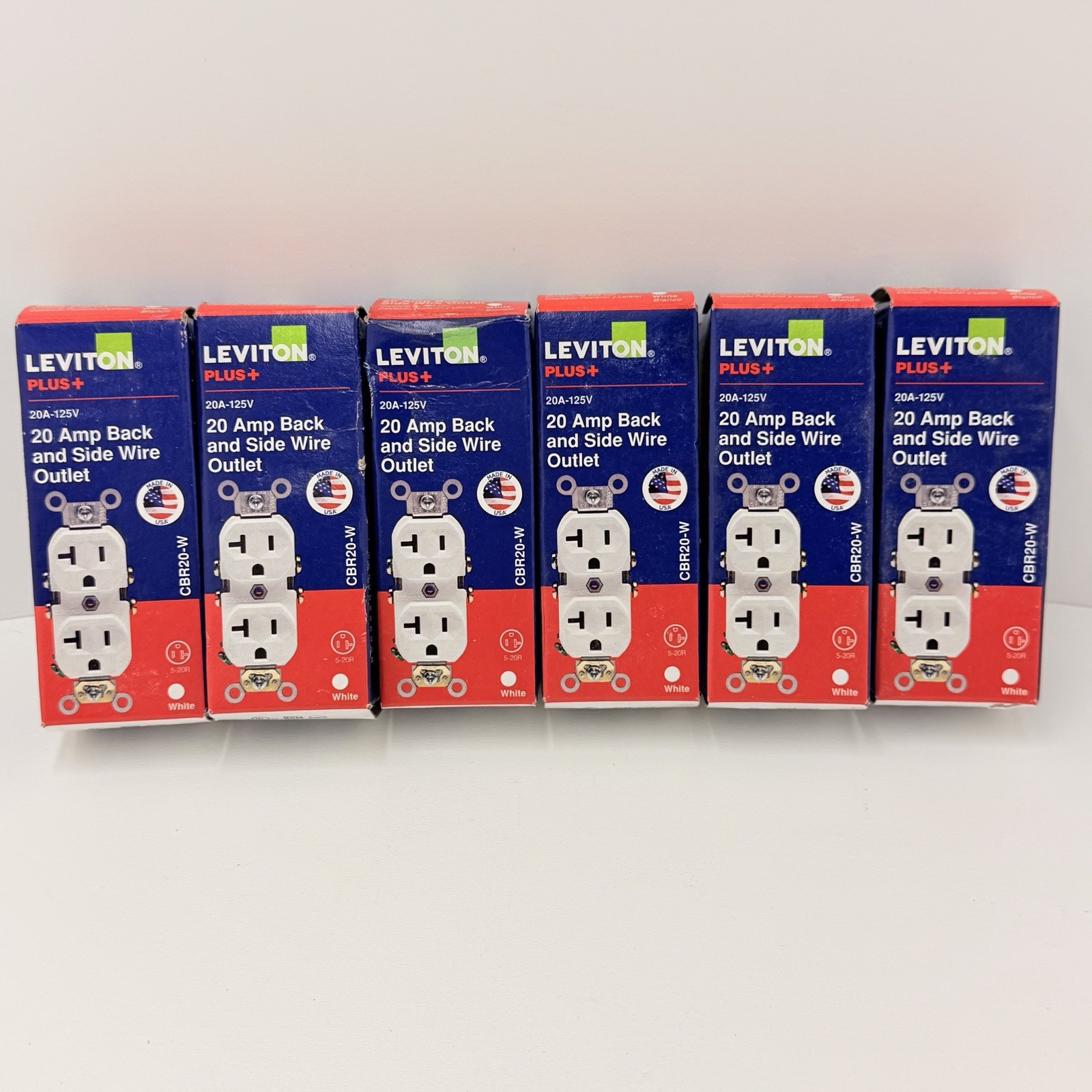 Leviton CBR20-W 20A Duplex Outlet White Back Side Wire Lot 6 NEW