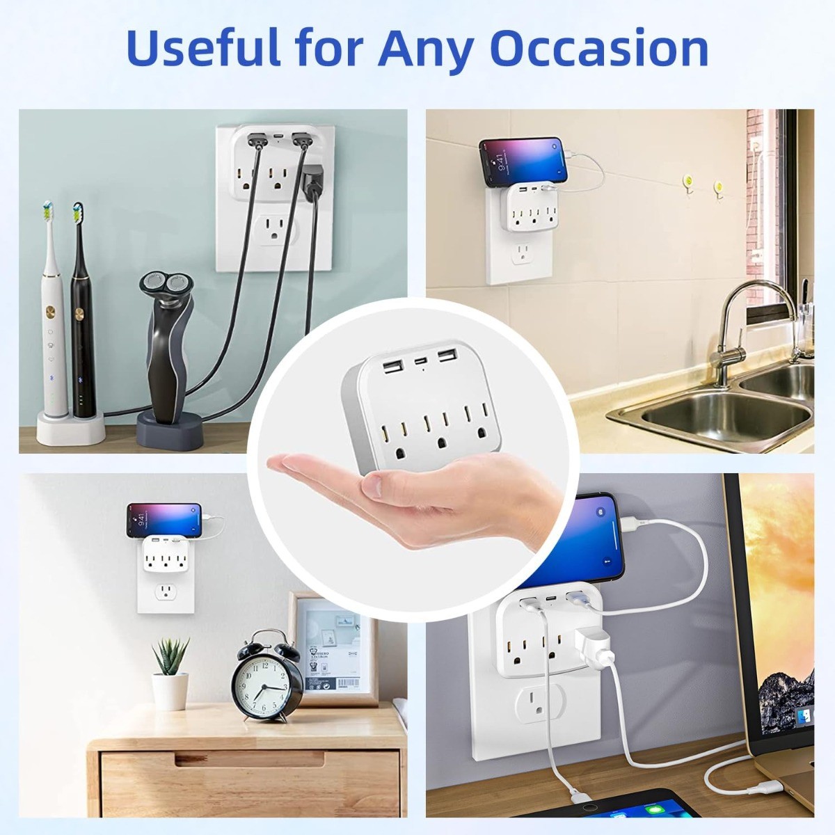 1pc Cruise Power Strip for Kitchen Home (White)