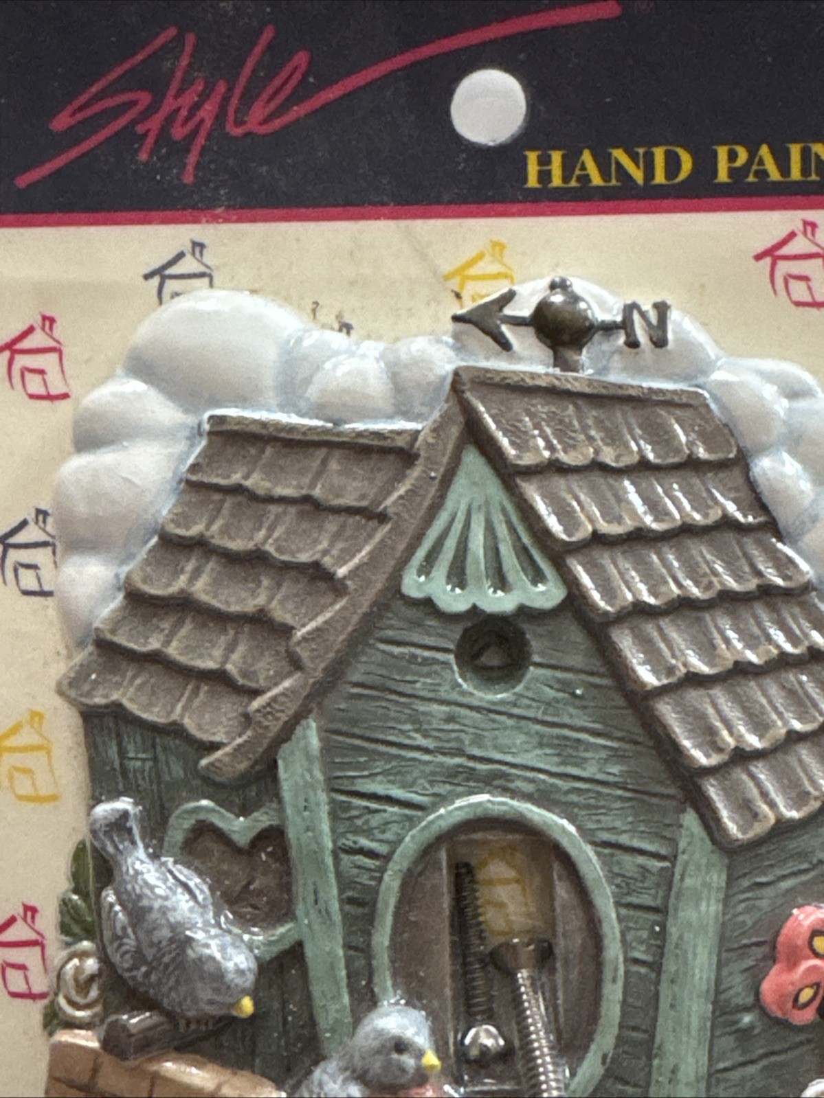 NOS American Tack & Hardware Bird House Light Switch Plate Cover Hand Painted