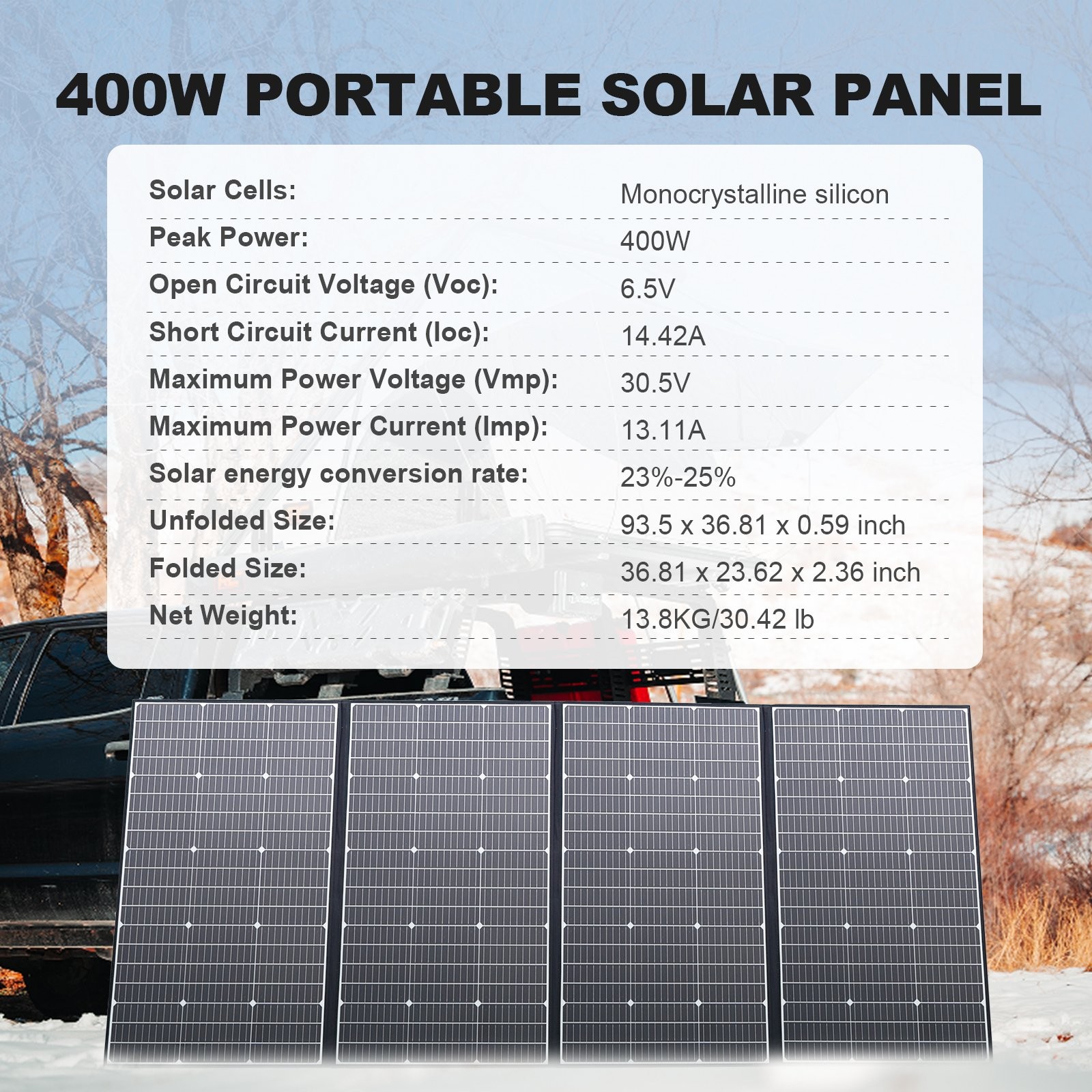400W Portable Solar Panel Waterproof Foldable Poly RV Solar Panel Kit