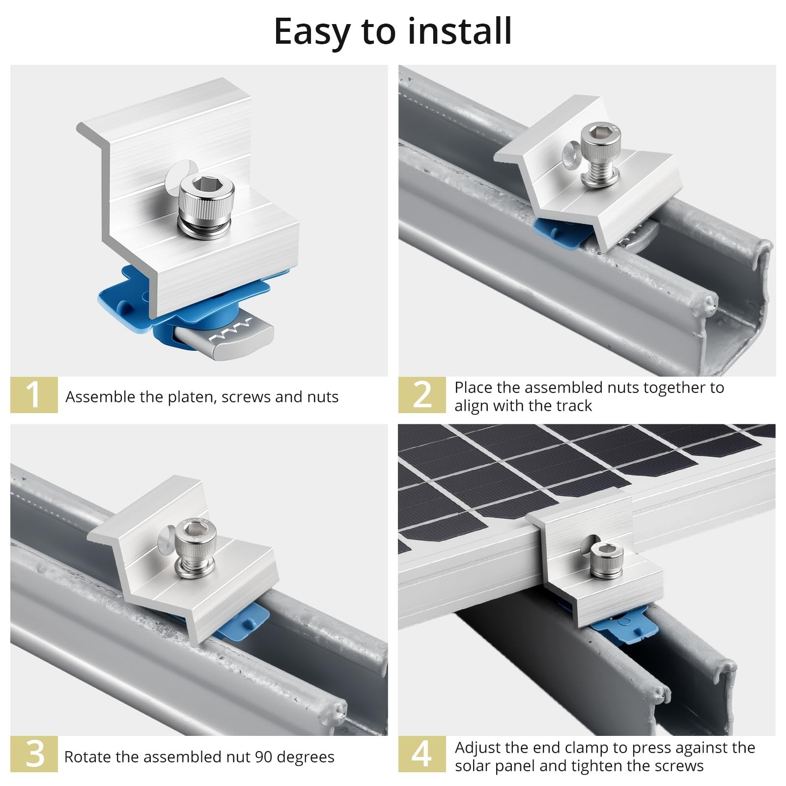 Anbte 10pcs Solar Panel End Clamp for 1.18″(30mm) & 1.38″(35mm), Silver
