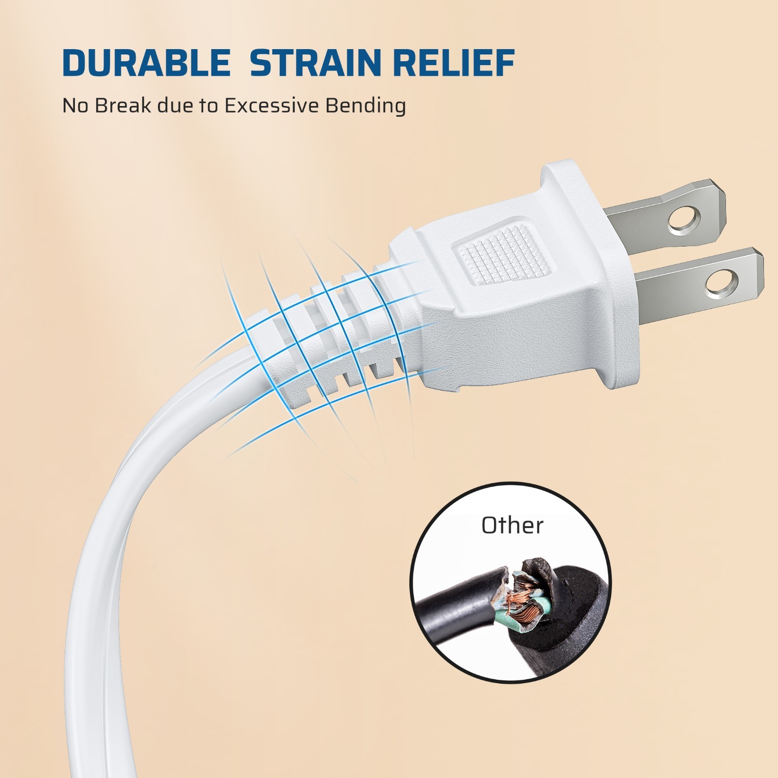 DEWENWILS 4 Pack 3FT Extension Cords for Indoor 2 Prong 3 Outlets with Safety