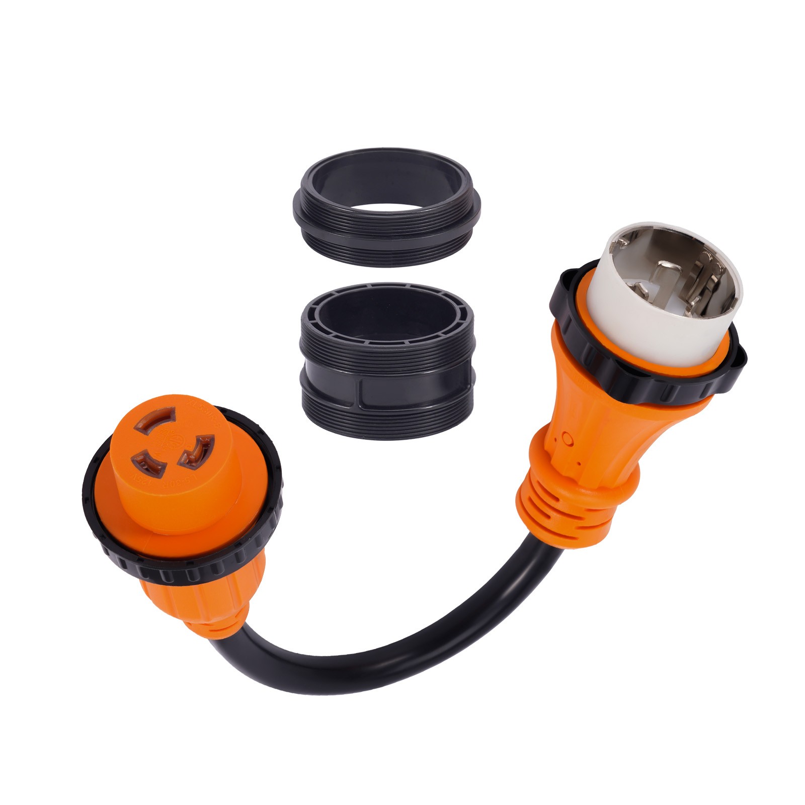 Marine Grade 50A to 30A Shore Power Cord, Water/Dust Resistant, 18″
