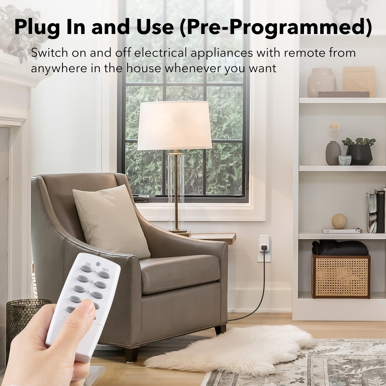BN-LINK Mini Wireless Remote Control Outlet 2 remotes + 5 outlets, White
