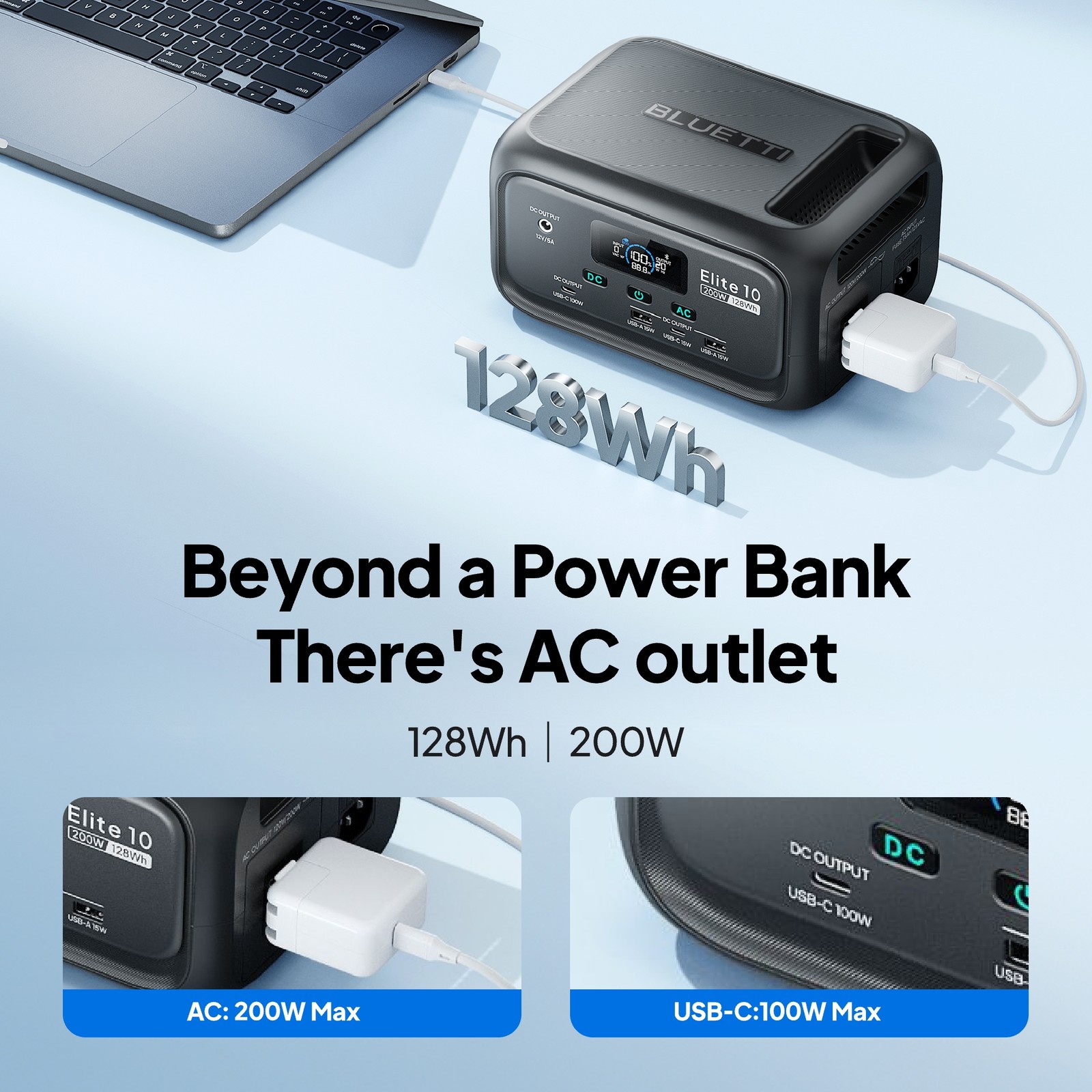 BLUETTI Elite 10 128Wh Mini Portable Power Station Generator LiFePO₄ for Camping