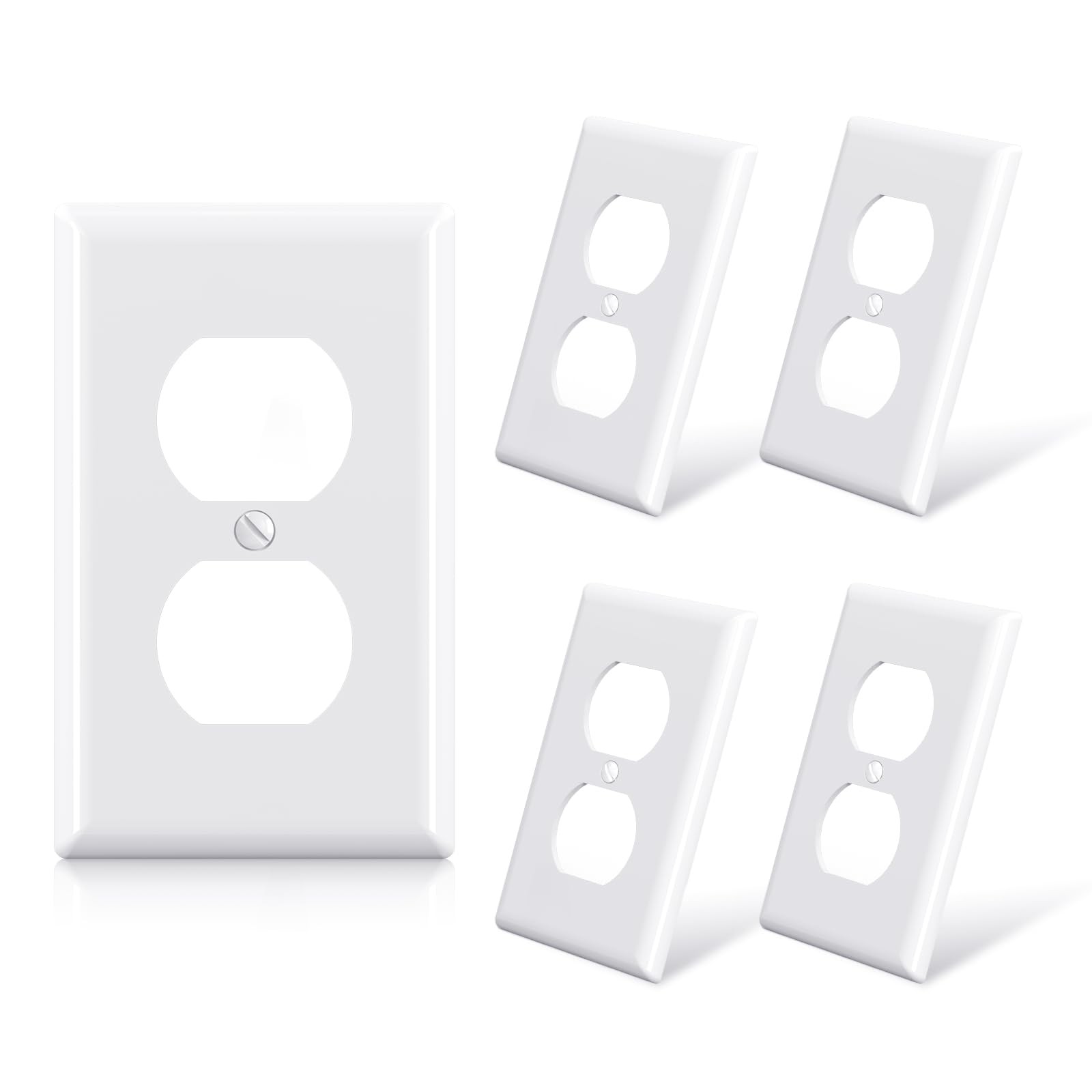 Duplex Outlet Covers, 1-Gang Standard Size, Glossy White – Unbreakable