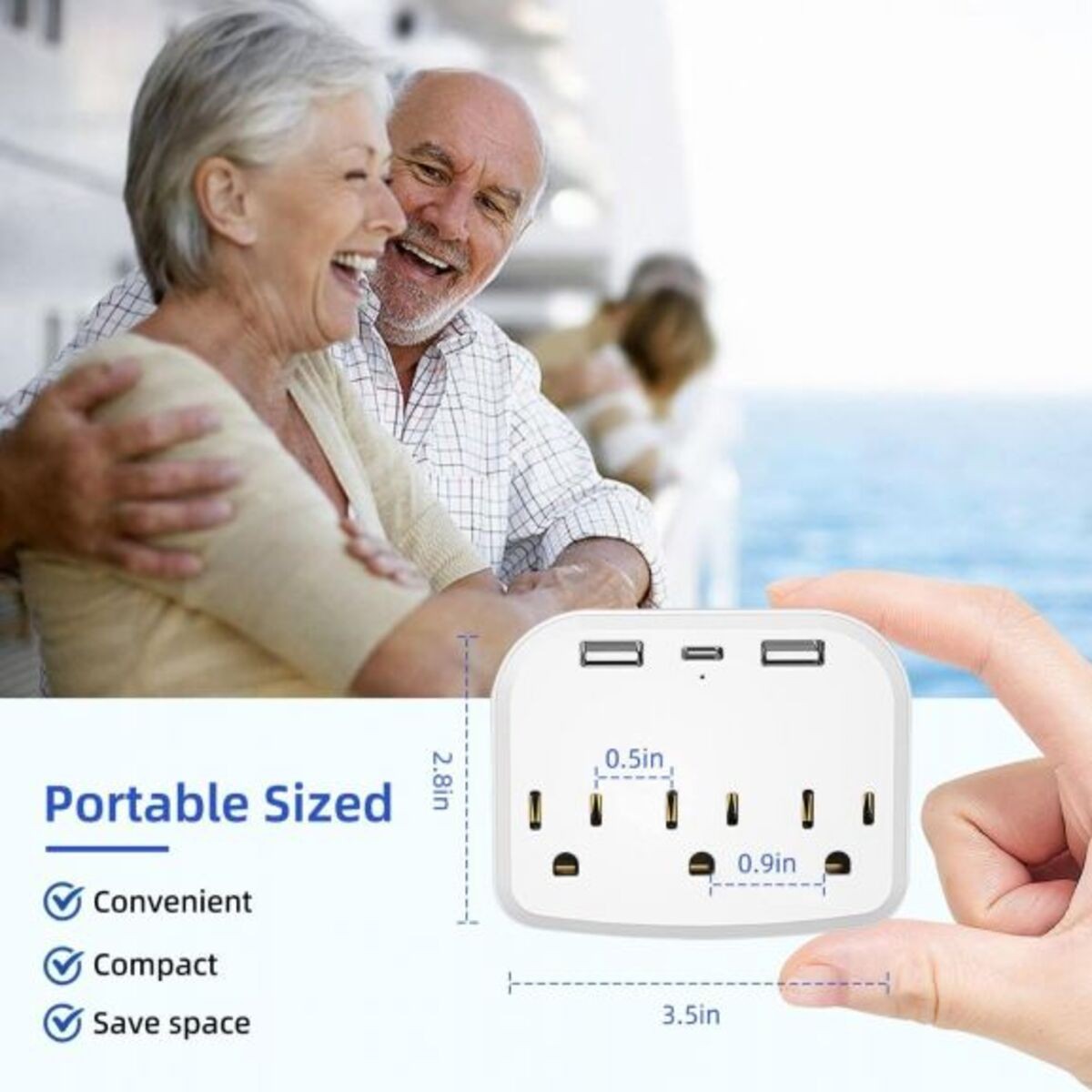 1pc Cruise Power Strip for Kitchen Home (White)