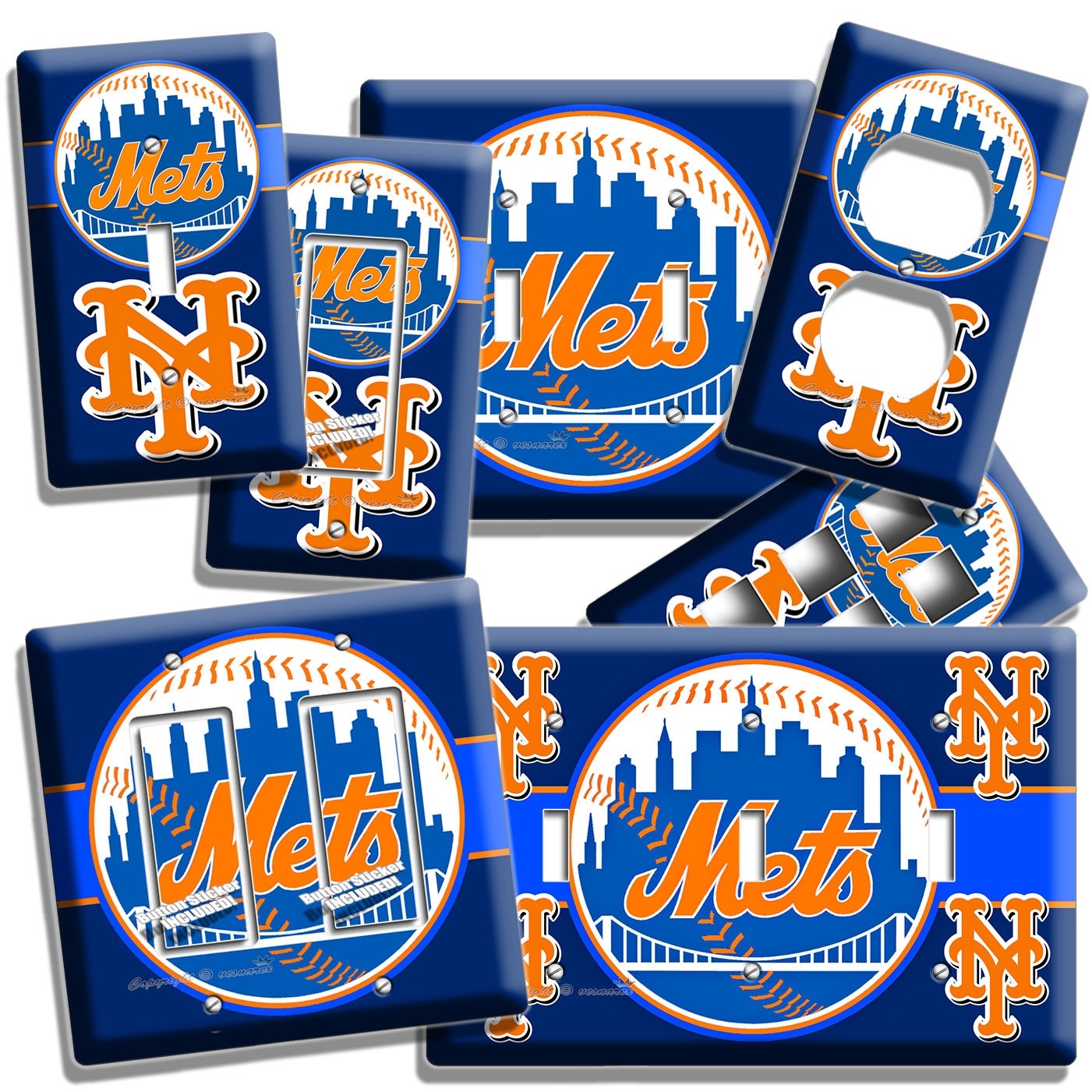 NEW YORK METS BASEBALL TEAM LIGHT SWITCH OUTLET WALL PLATE MAN CAVE GAME TV ROOM