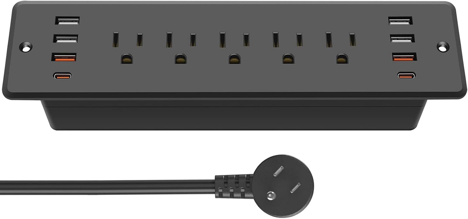 CCCEI Recessed Power Strip 5 Outlets with USB-A and USB-C Ports, Furniture Desk