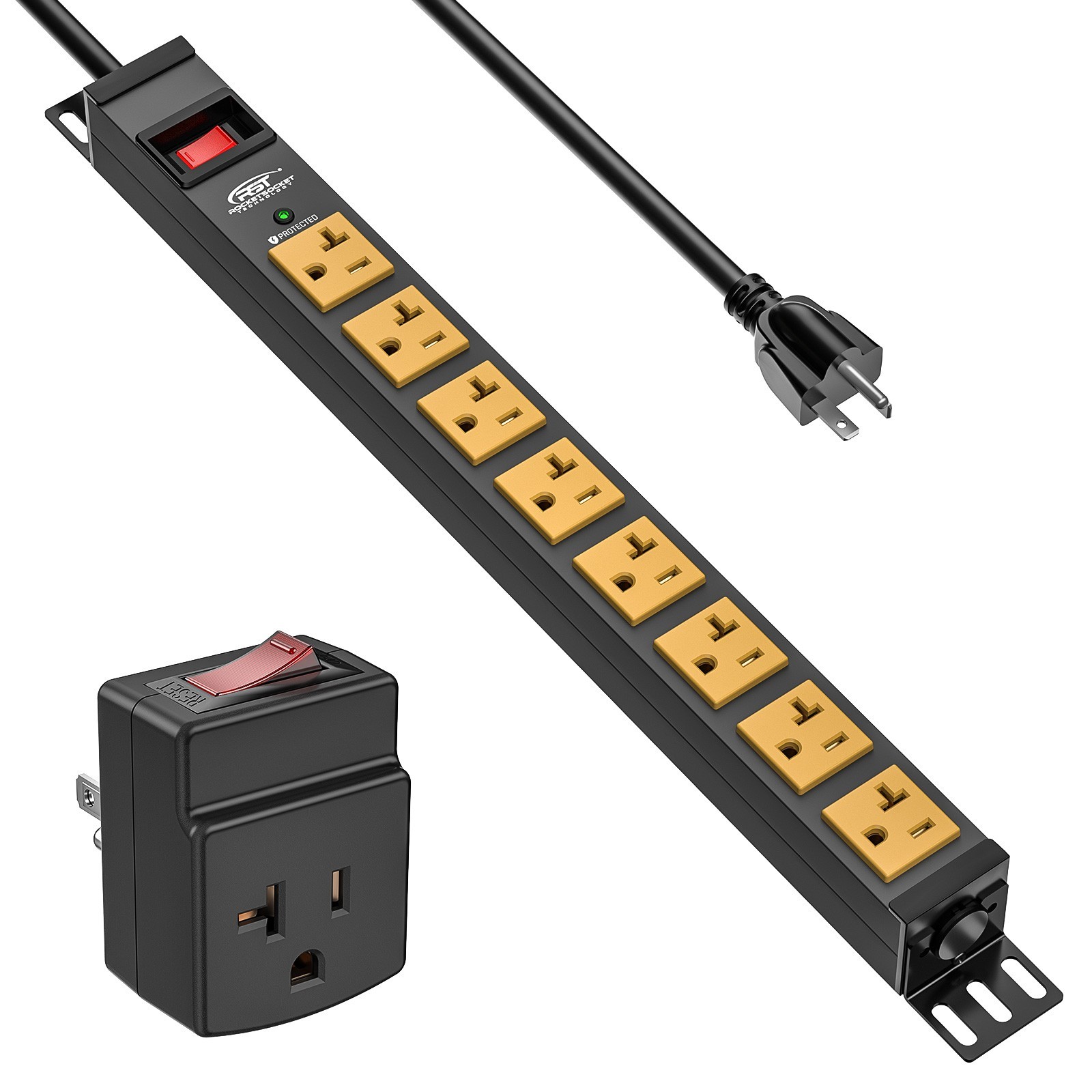 CRST 20 Amp Heavy Duty Metal Power Strip,8-Outlet 2100J Surge Protector