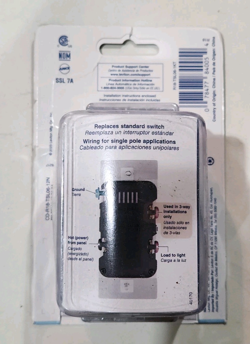 Leviton Toggle Slide Dimmer Switch for LED & Incandescent Bulbs “Light Almond”