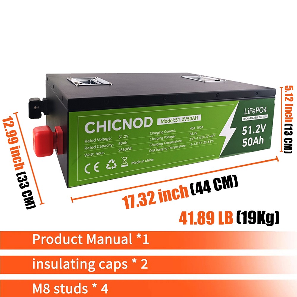 48V 50Ah/100Ah LiFePO4 Lithium Battery Built-in BMS Deep Cycle For RV Golf Cart