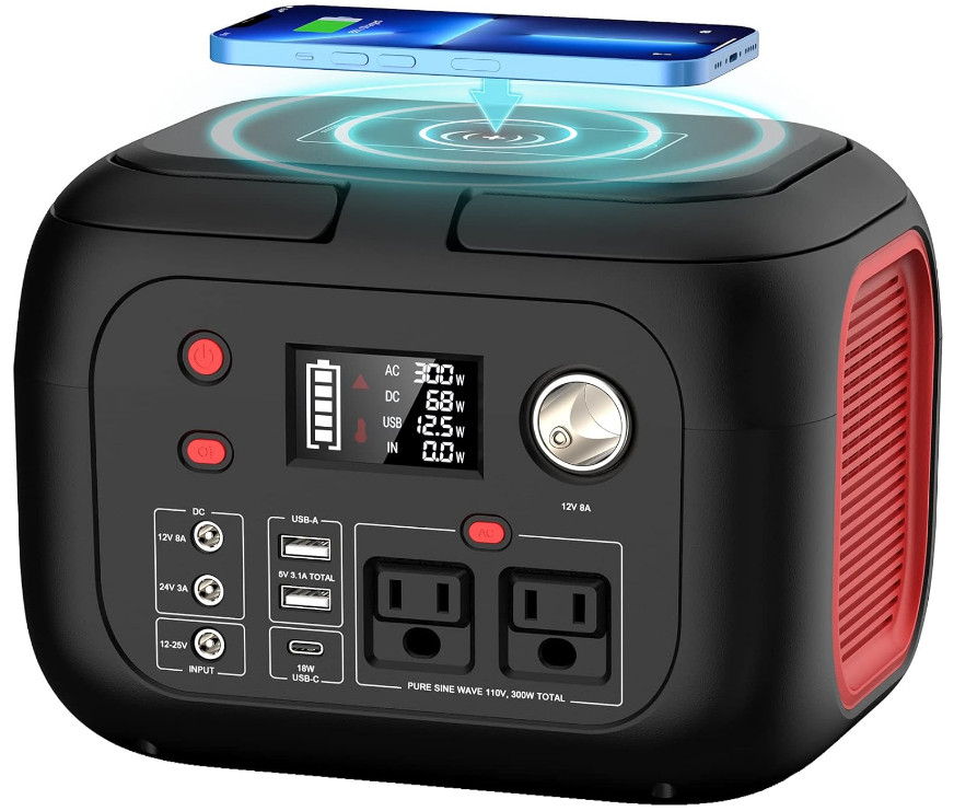 Estación de Energía Solar 300W 228Wh con AC Onda Pura para Camping y CPAP, Nuevo