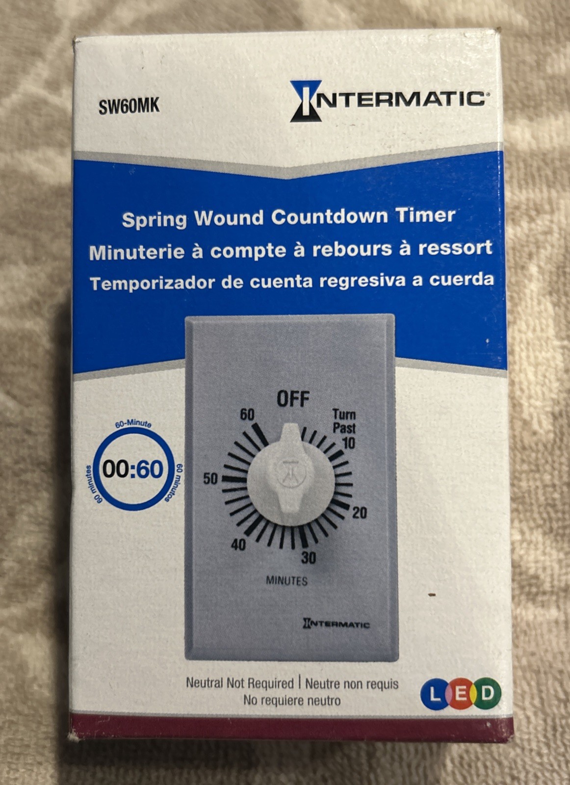 Intermatic 20 Amp 60 Minute Indoor In-Wall Spring Wound Timer Gray SW60MK