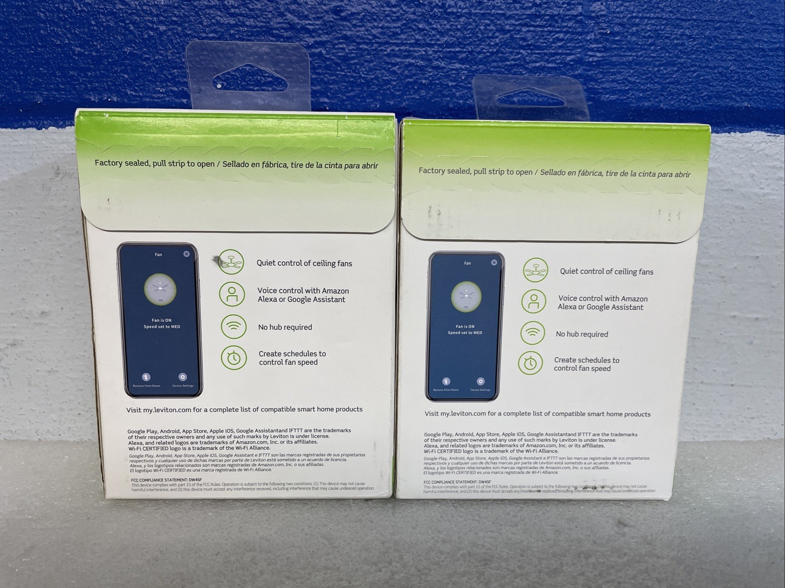 Leviton Decora Smart 4-Speed Ceiling Fan Controller Wi-Fi DW4SF-1RW Lot Of 2 New