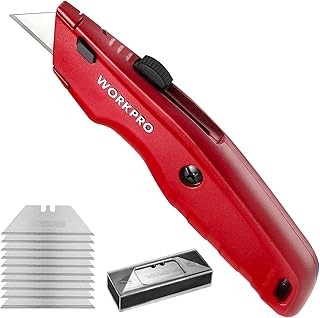 WORKPRO Premium Utility Knife, Retractable All Metal Heavy Duty Box Cutter, Quic