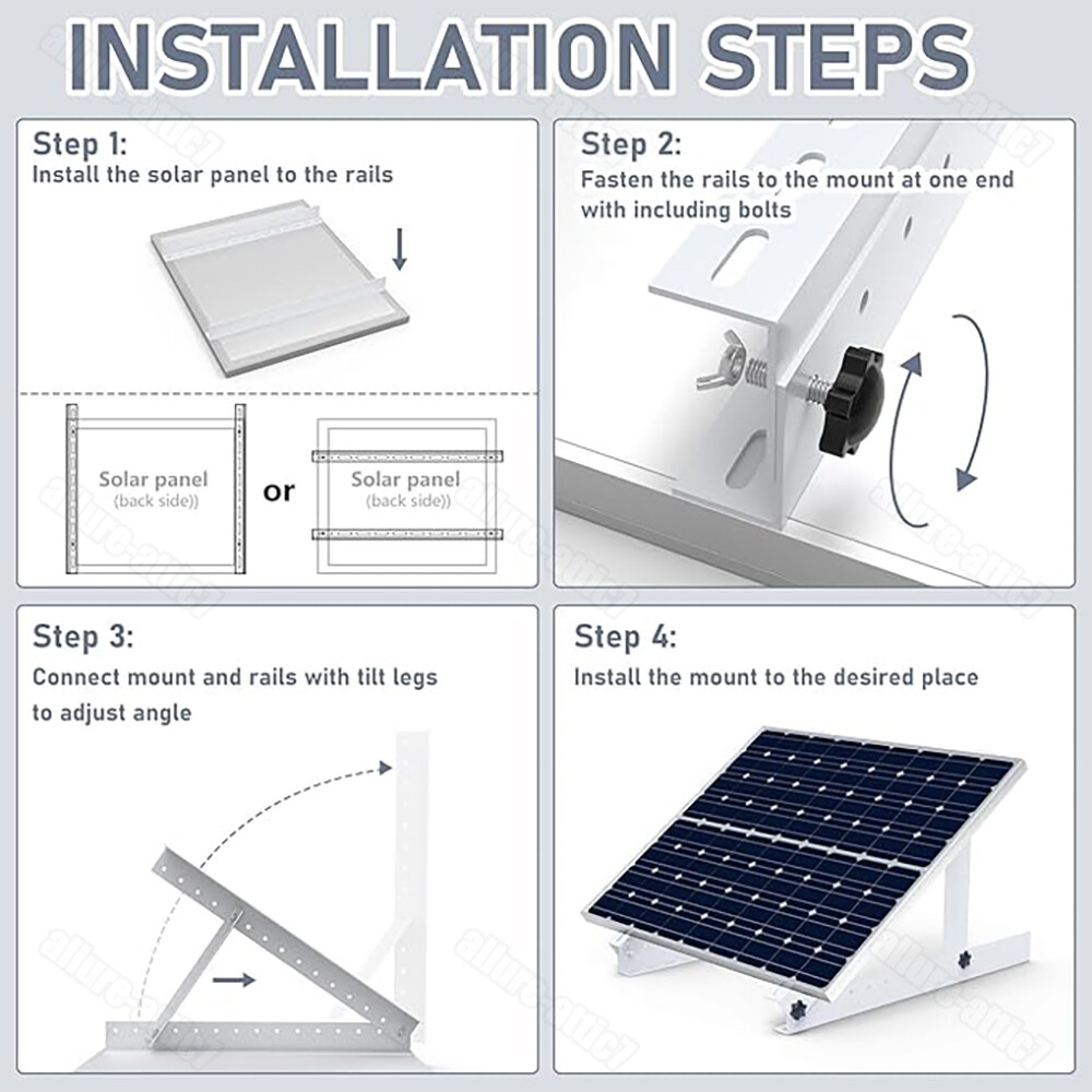 28″ Solar Panel RV Tilt Mount Brackets Ground Roof Flat Surface Adjustable Frame