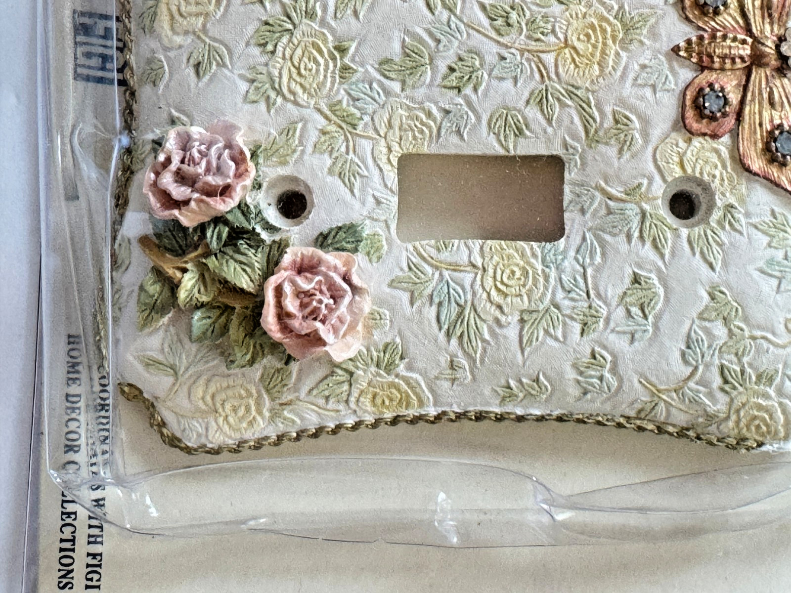 Fiji Rustic Garden Wallplate double light switch Butterfly Pink Yellow Floral