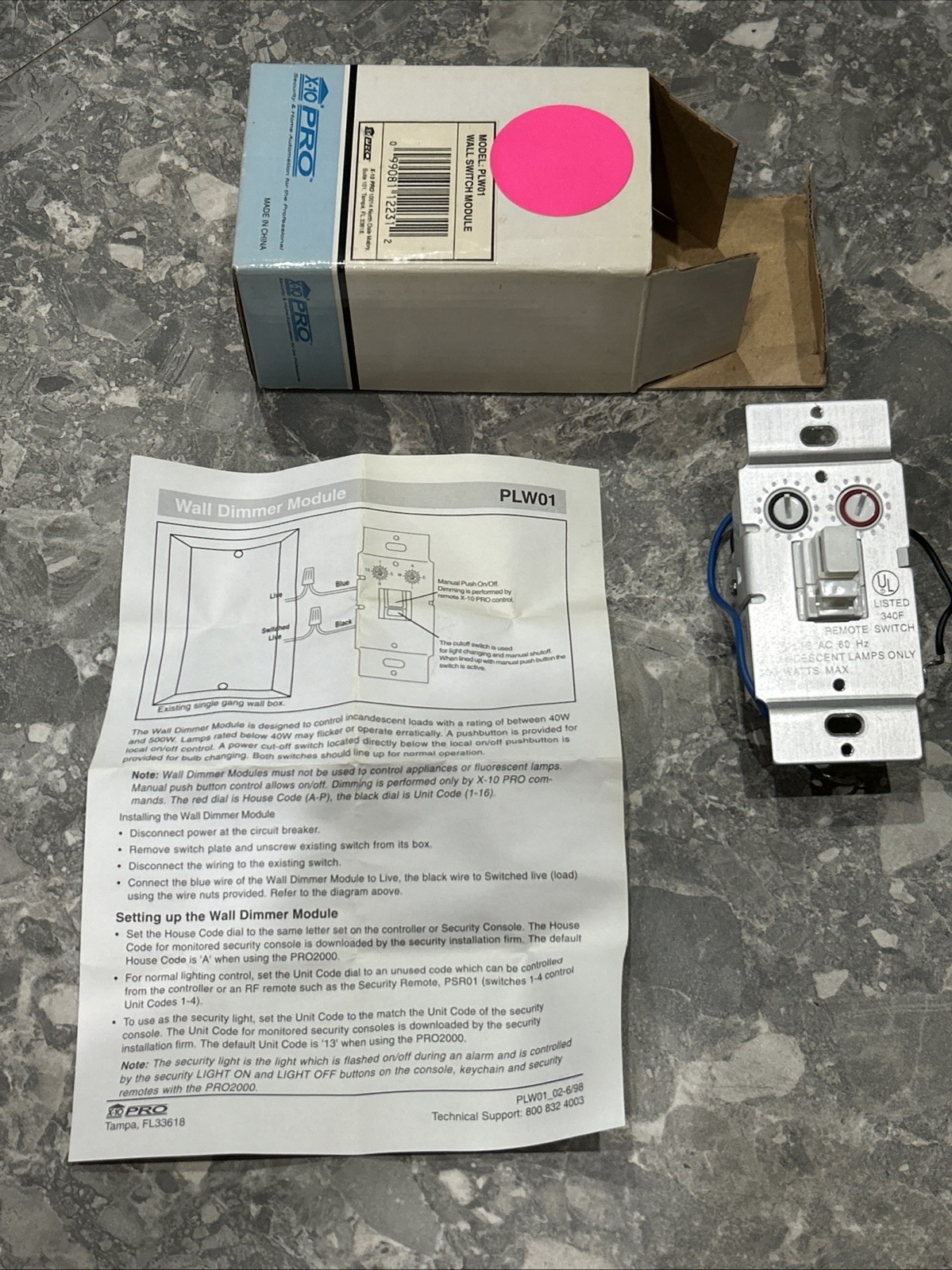 X-10PRO PLW01 Wall Switch Module NEW