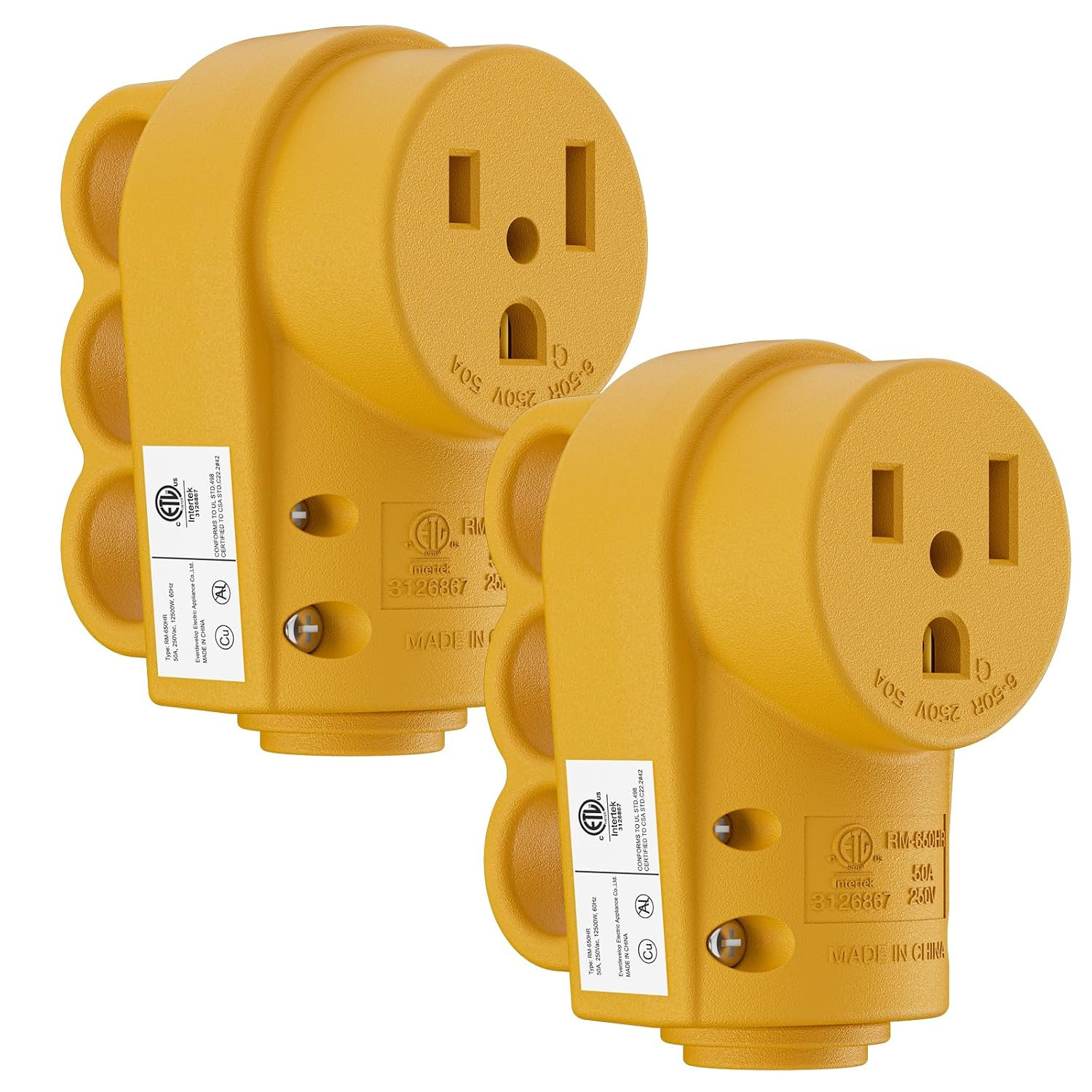 2 Pack NEMA 6-50R 50A 250V Female Welder Receptacle, Heavy Duty Rewirable 3-Pron