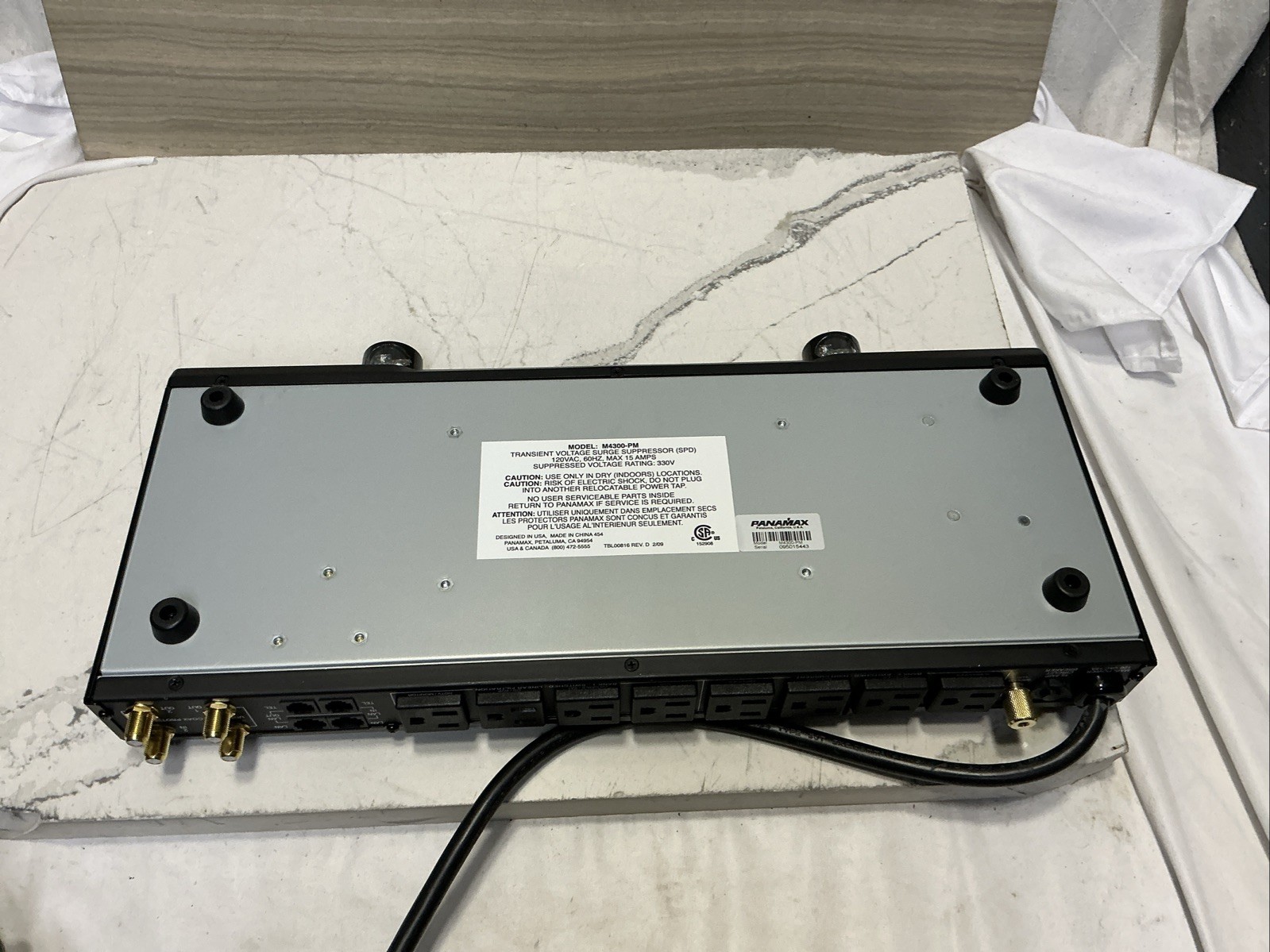 Panamax M4300-PM Transient Voltage Surge Suppressor 120VAC 60Hz Max 15 Amps