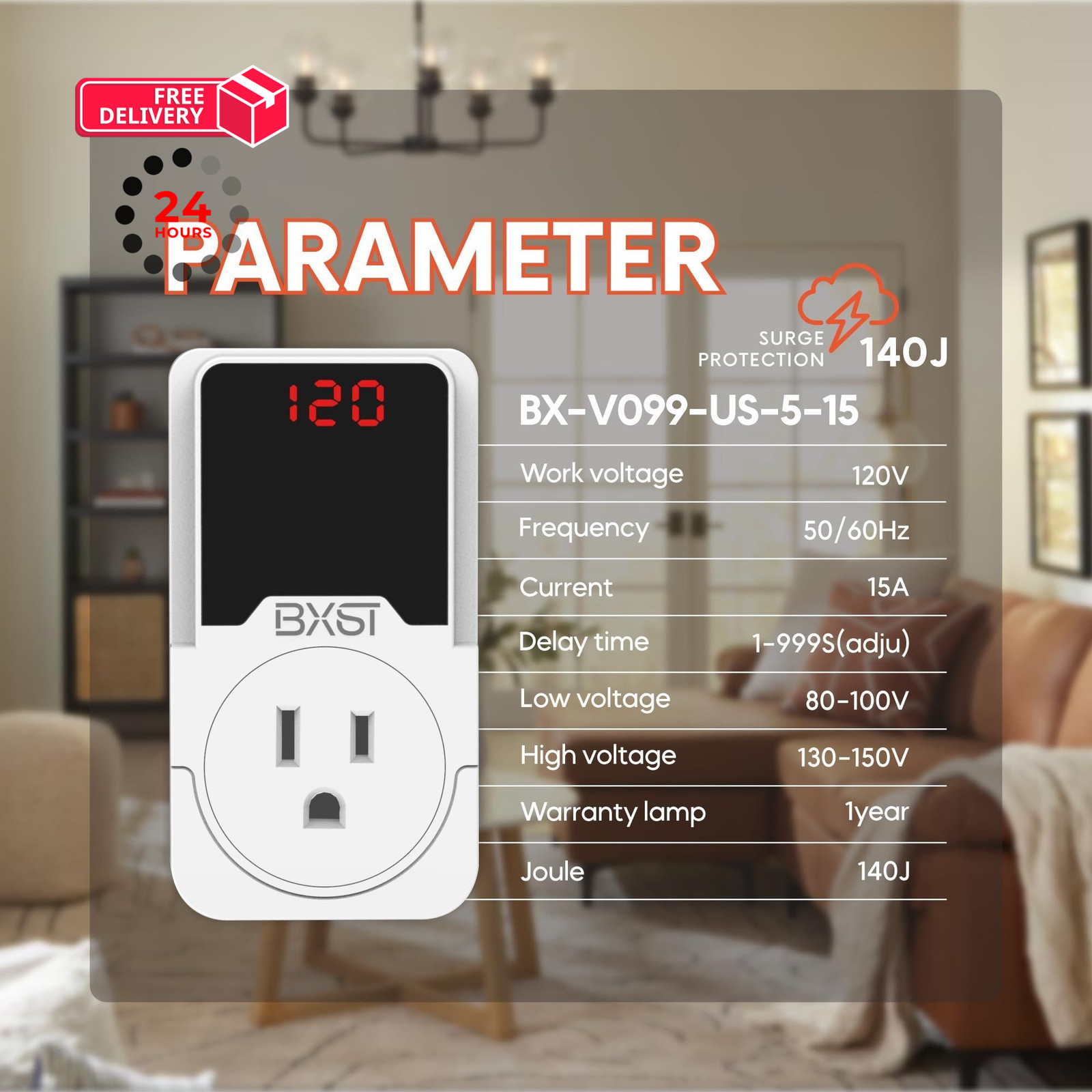BXST Surge Protector Outlet, Voltage Regulator for Refrigerator, TV, 2 Pack
