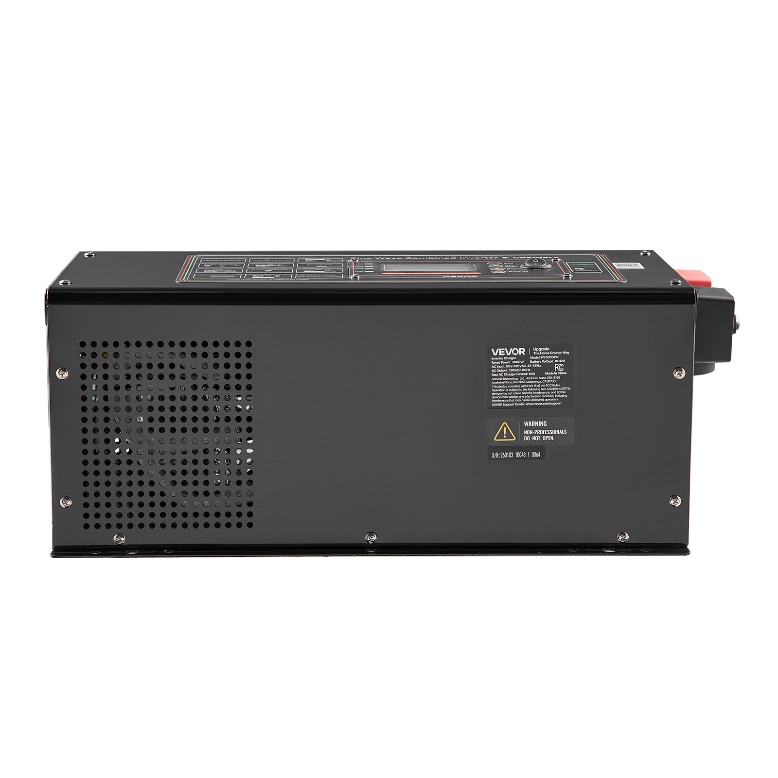 VEVOR Pure Sine Wave Inverter Charger 3000W DC 12V to AC 120V Power Inverter LCD