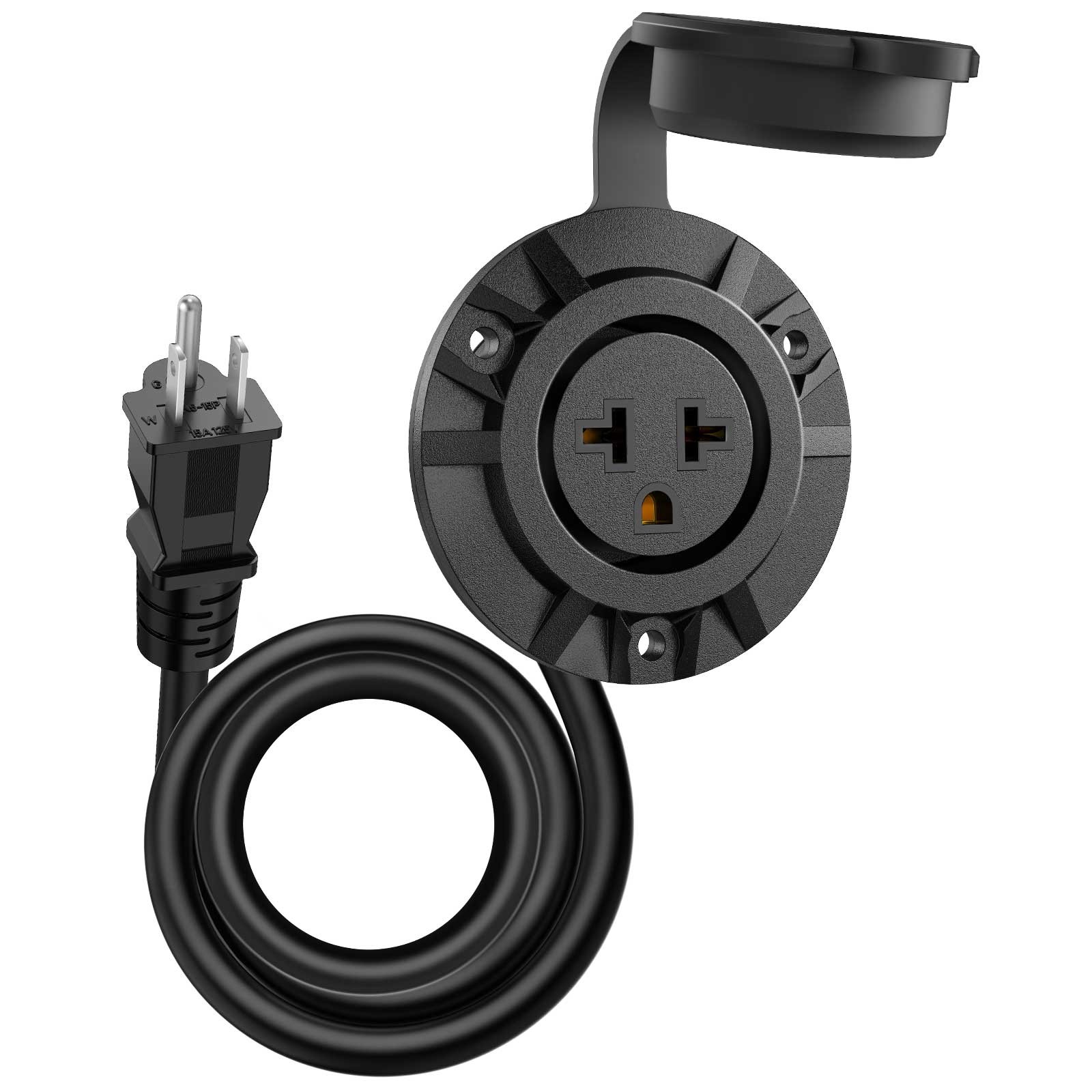 Heavy Duty 5-in-1 RV Power Outlet – 20Amp 125V RV Shore Outlet Adapter 20″ Cord