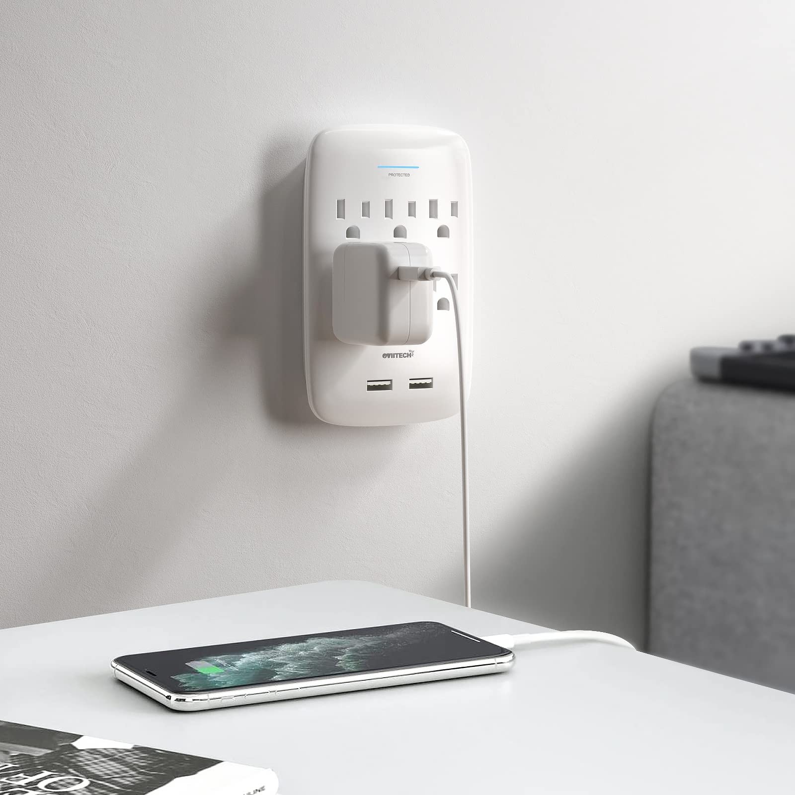 6 Outlet Surge Protector,900 Joules Wall Adapter Tap with 2 USB Charger, Dual…