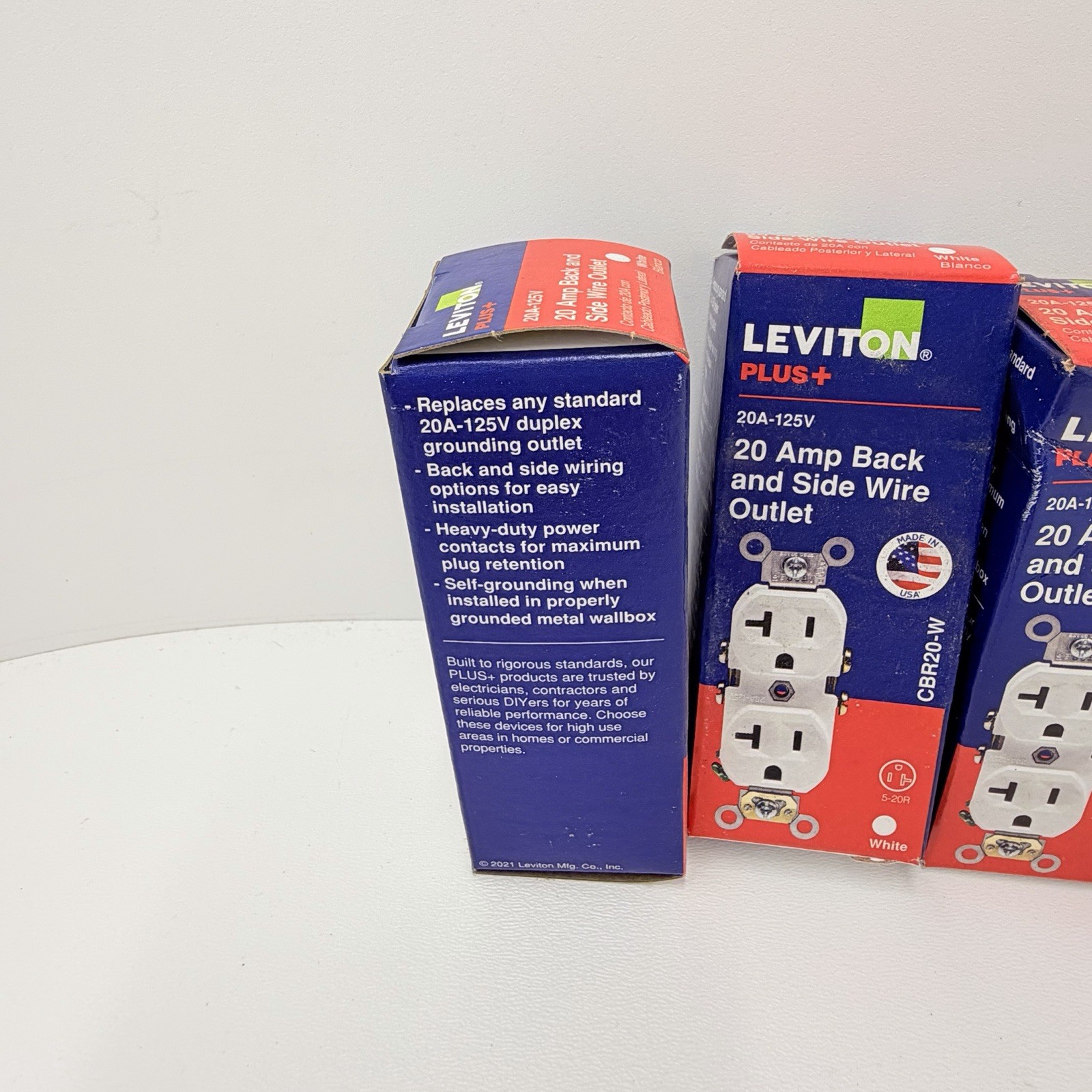 Leviton CBR20-W 20A Duplex Outlet White Back Side Wire Lot 6 NEW