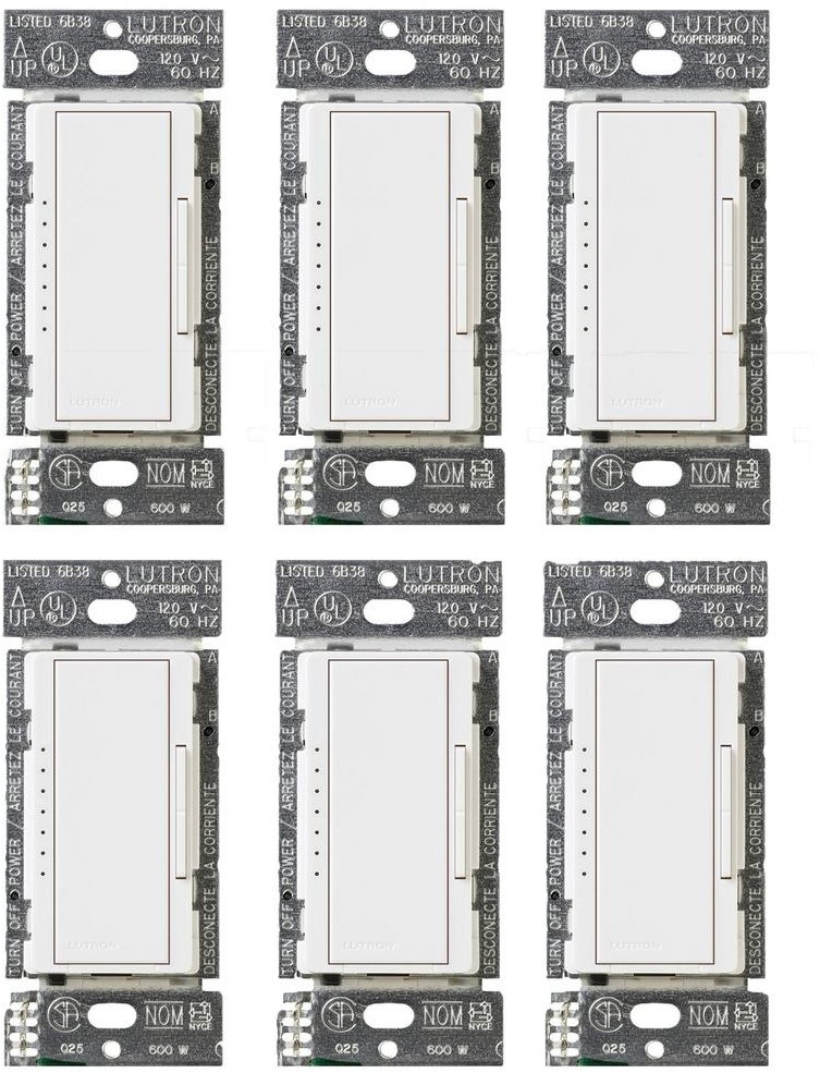 LED/CFL Dimmers 6-Pack 150-Watt Single-Pole 3-Way White Dimming Fade Switch