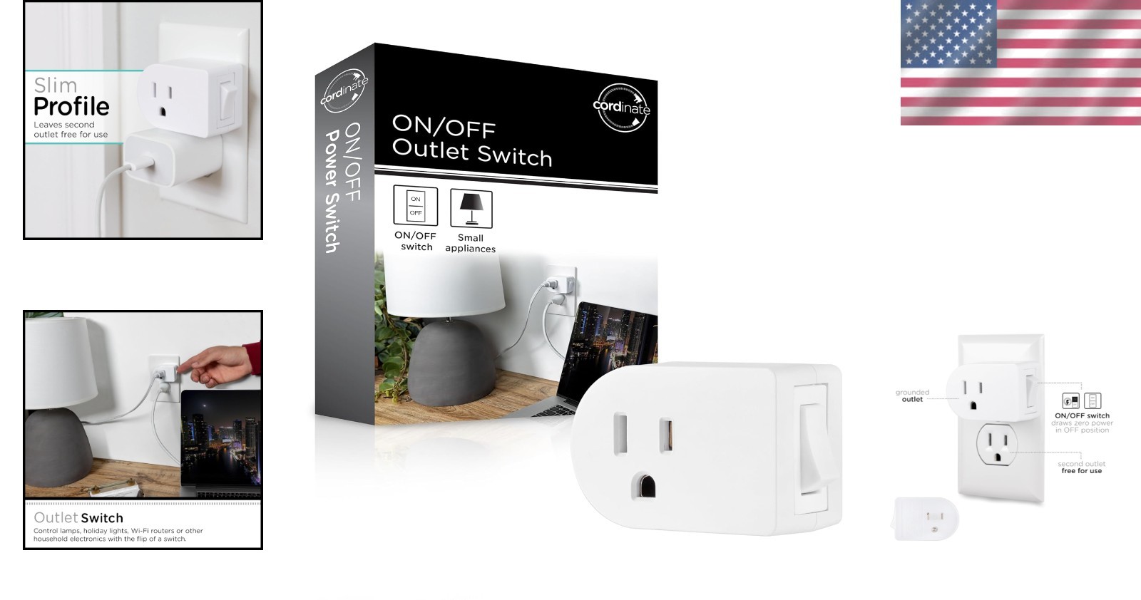 Elegant Plug-In Power Switch with Energy Saving Features for Appliances (1 Pack)
