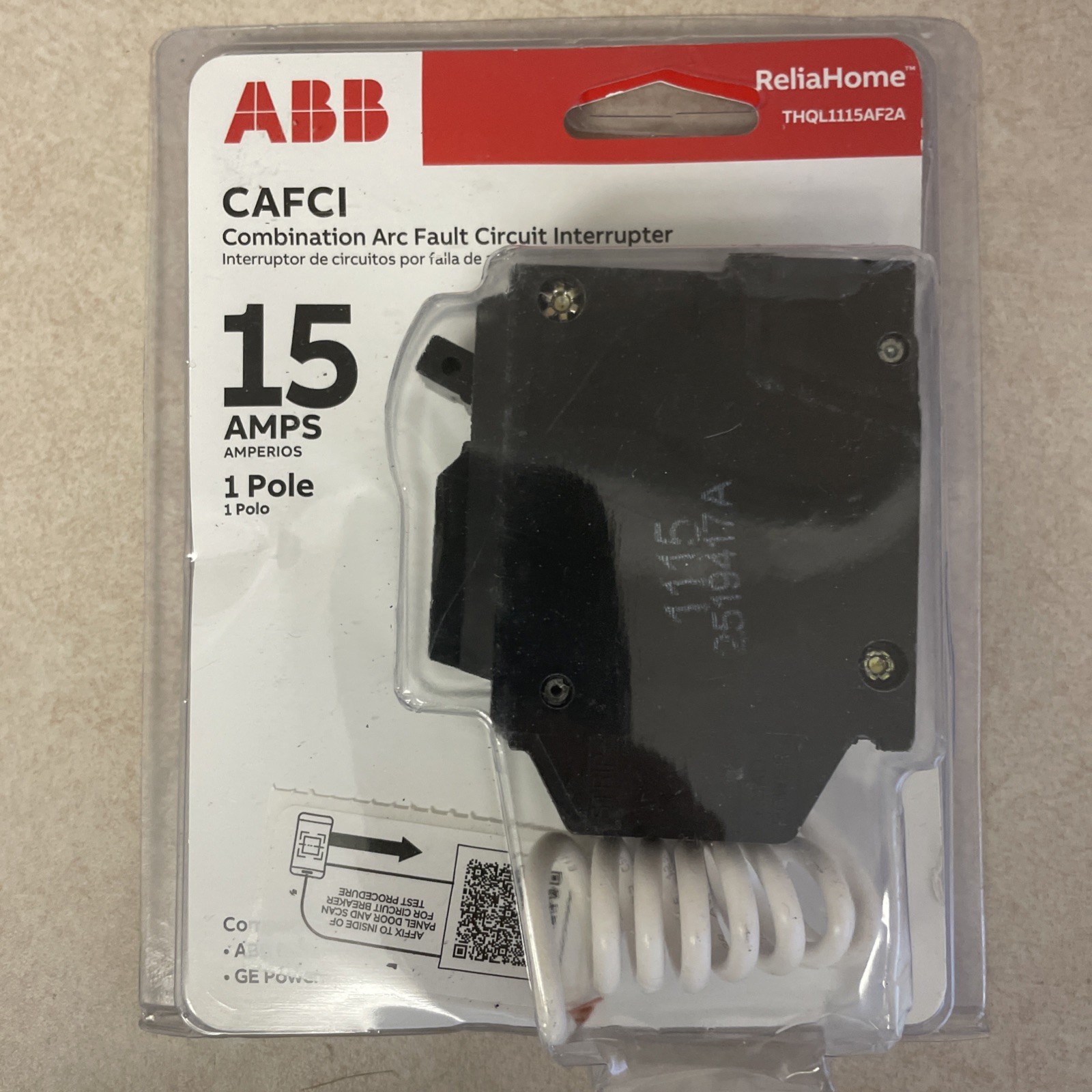 ABB THQL1115AF2A 15 Amp Single-Pole Combination Arc Fault Circuit Breaker
