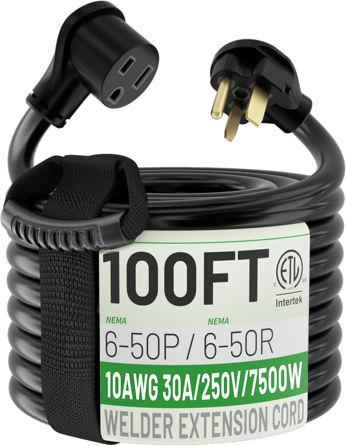 100FT 30 Amp 10 Gauge 250V NEMA 6-50P to 6-50R 3 Prong Welder Extension Cord, He