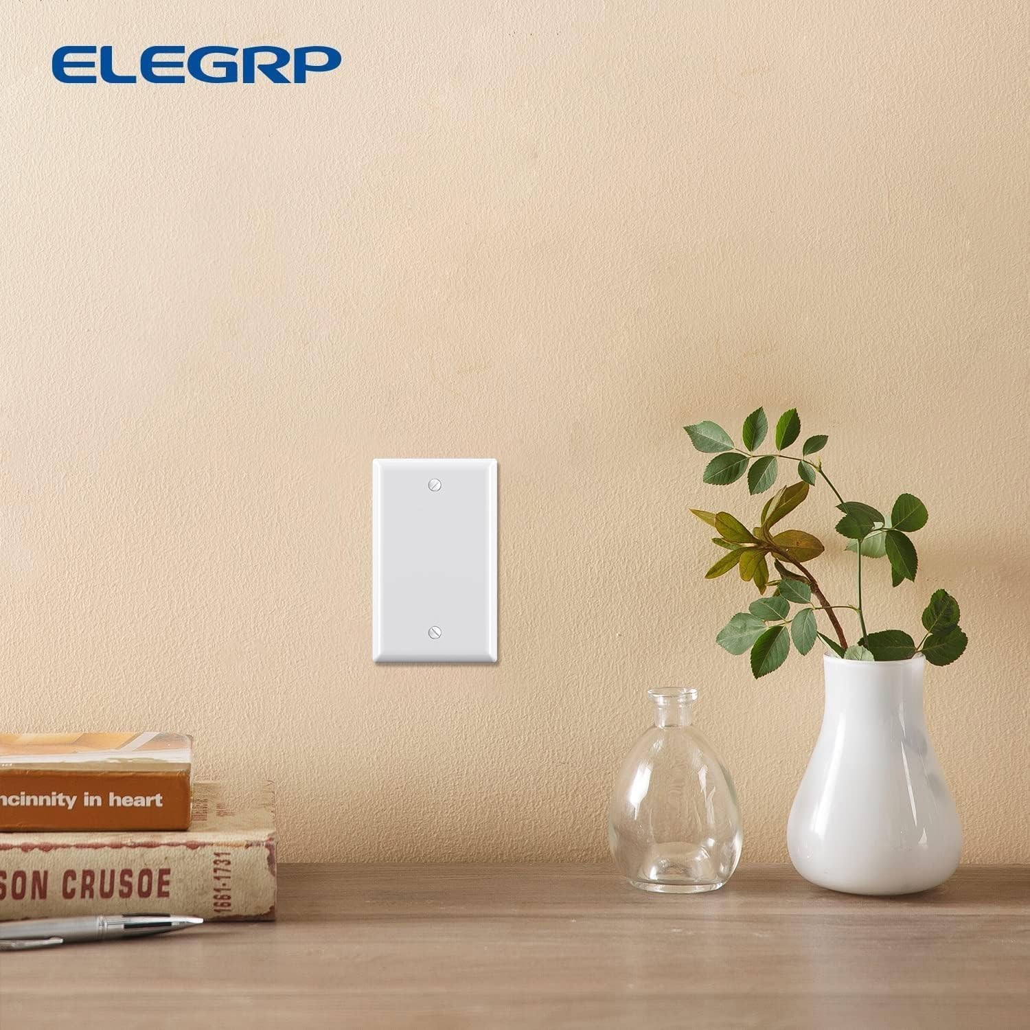 Unbreakable Glossy White 1-Gang Wall Plates – Durable Faceplate Cover, 2-Pack