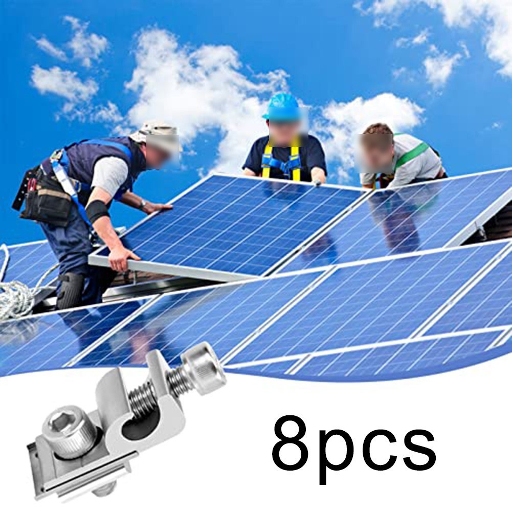 8 Pack Solar Panel Grounding Fasteners with Screws for Carport and Roof Systems