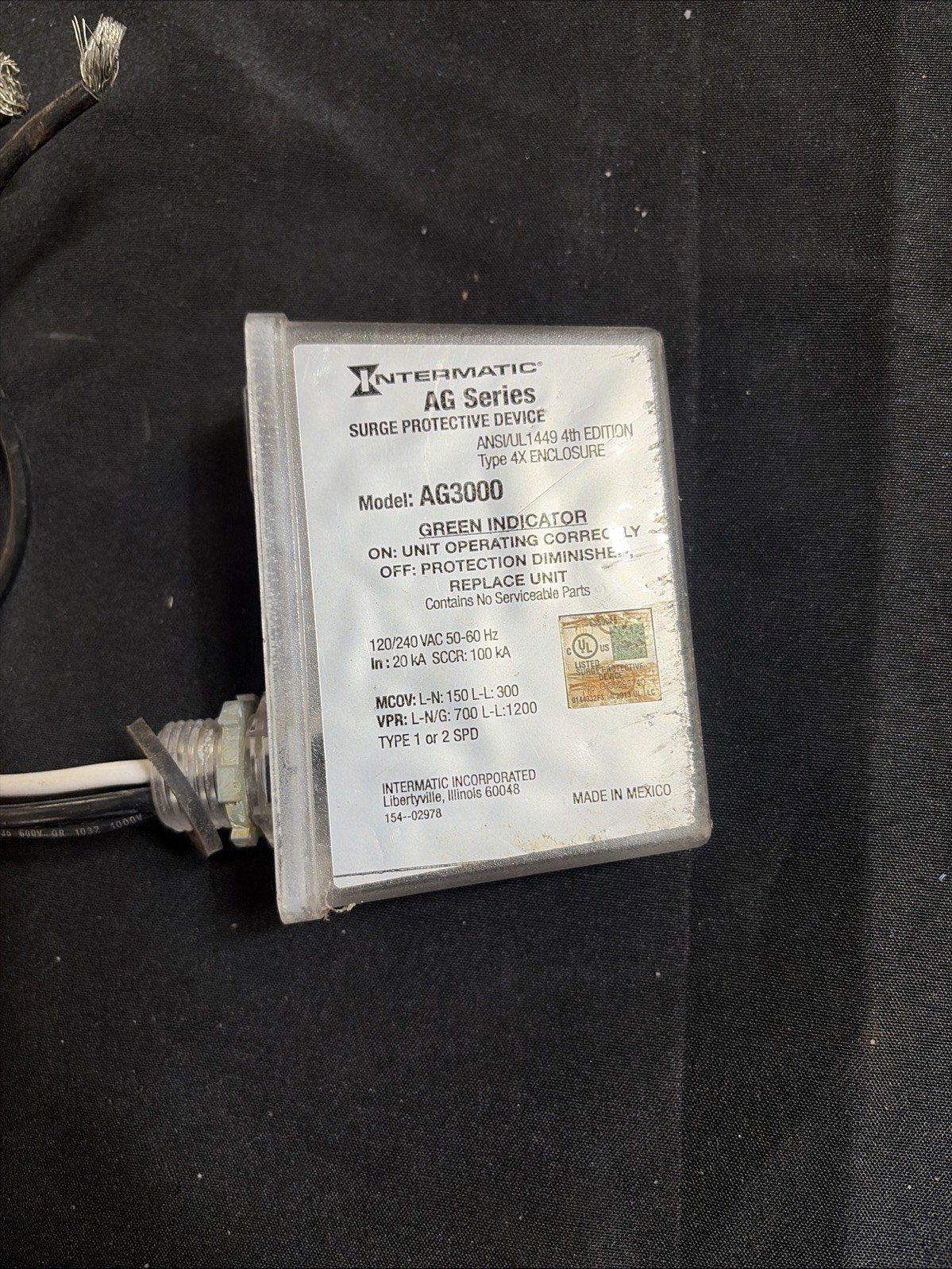 Intermatic AG3000 HVAC Surge Protective Device 120/240vac 50/60hz Tested