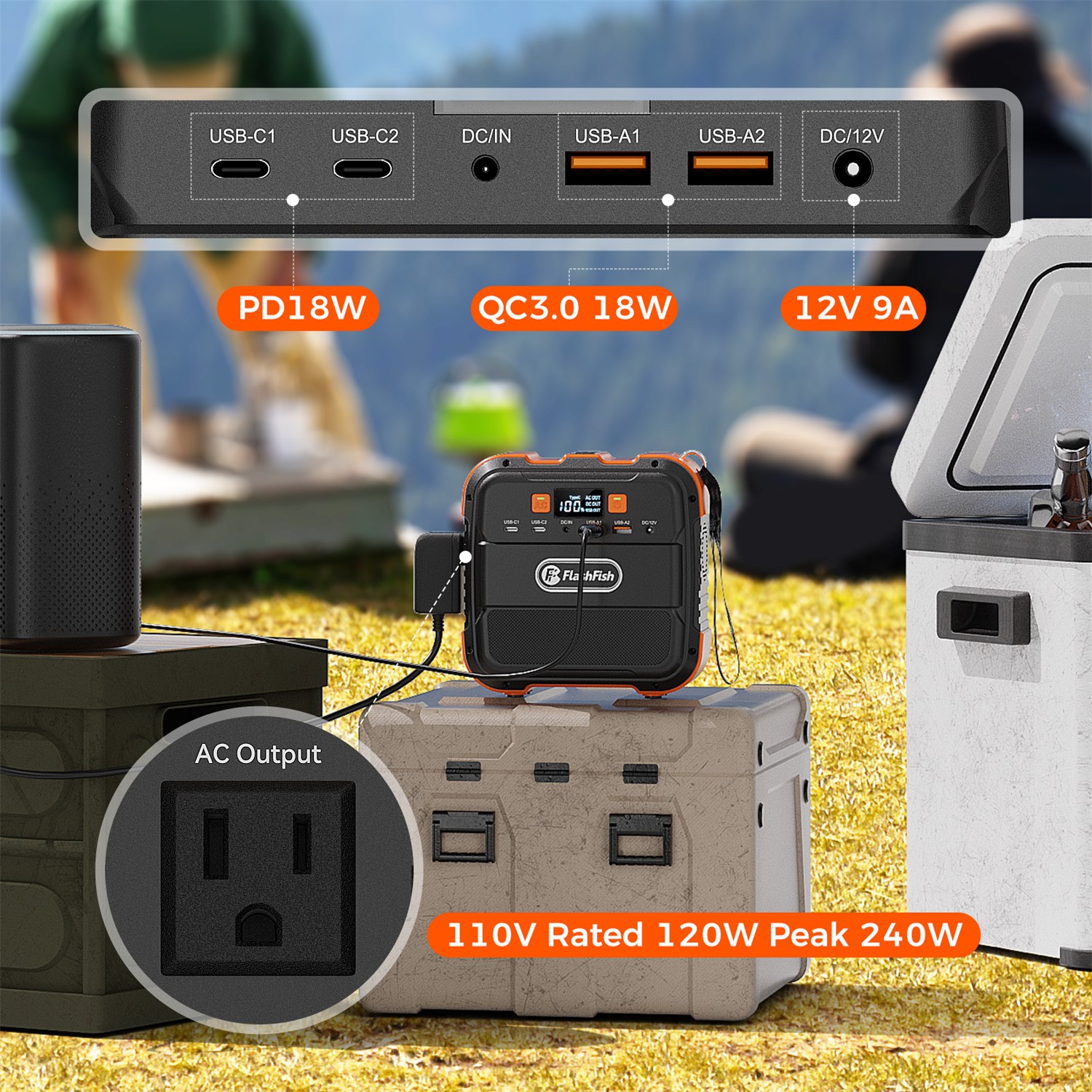 Flashfish Solar Power Generator Li-ion 120W 98Wh Optional With Solar panel 30W