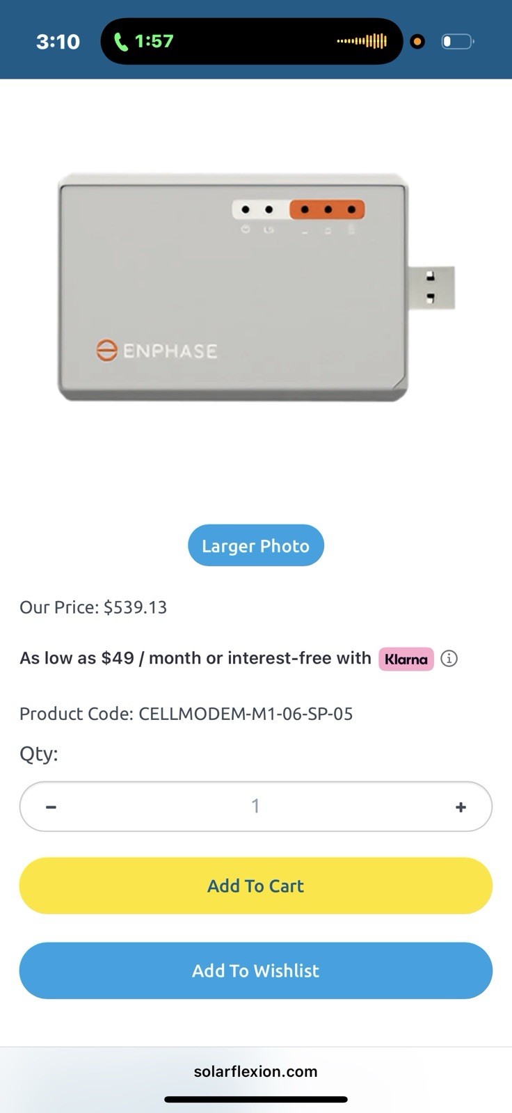 Enphase Cellmodem Communication Device 861-00779