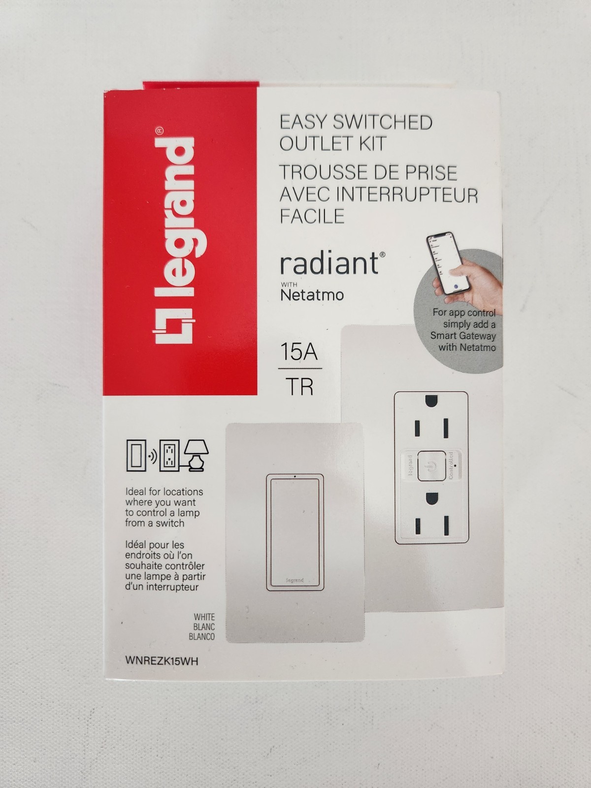 Legrand Radiant Smart Outlet Kit WNREZK15WH Wireless Switch 15A Netatmo