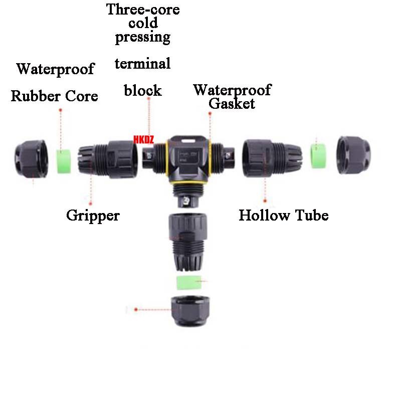 T-Type Waterproof Junction Box Case Electrical Cable Wire Connector Outdoor IP68