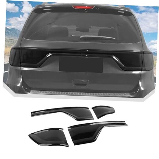 Smoked Black Tail Light Cover Guard Trim Fit for Dodge Durango 2014-2024