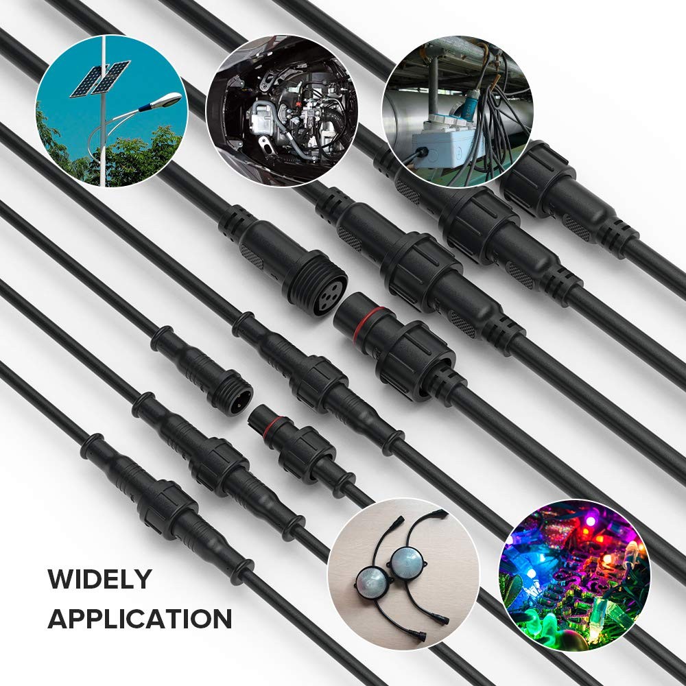 5 PCS 3.28ft 1m 5 Pin 24AWG IP65 LED Extension Cable Male Female Connector