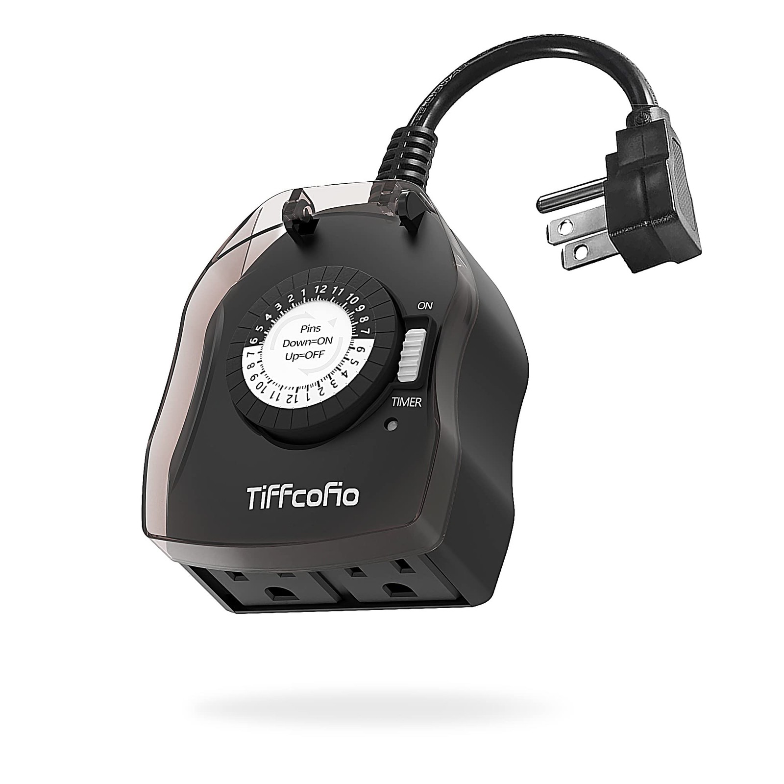 Outdoor Timer for Pool Pump & Lights 24-Hour 2 Outlets 15A Heavy Duty