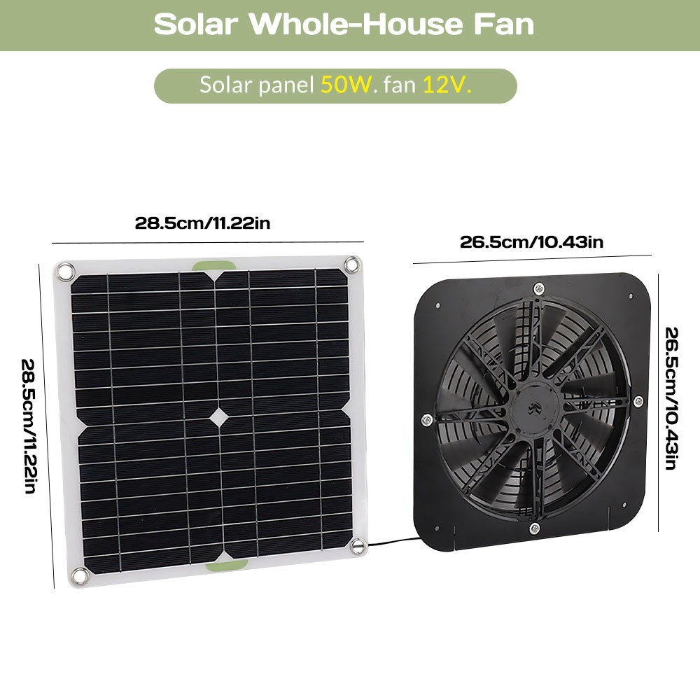 100W Solar Powered Exhaust Fan IP68 Waterproof Ventilation Kit for Chicken Coop