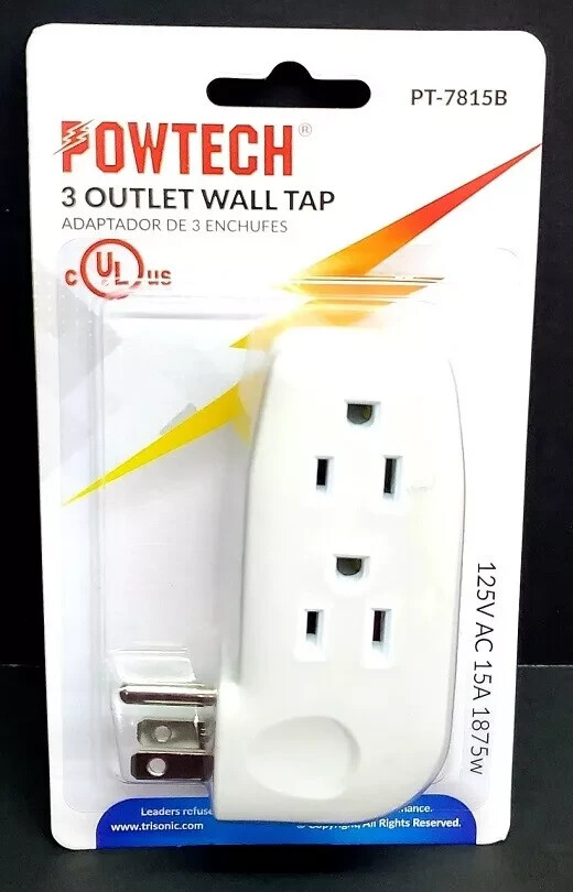 3 Pack “L” Style 3-Way Grounded Electrical Outlet Wall Plug Power Splitter